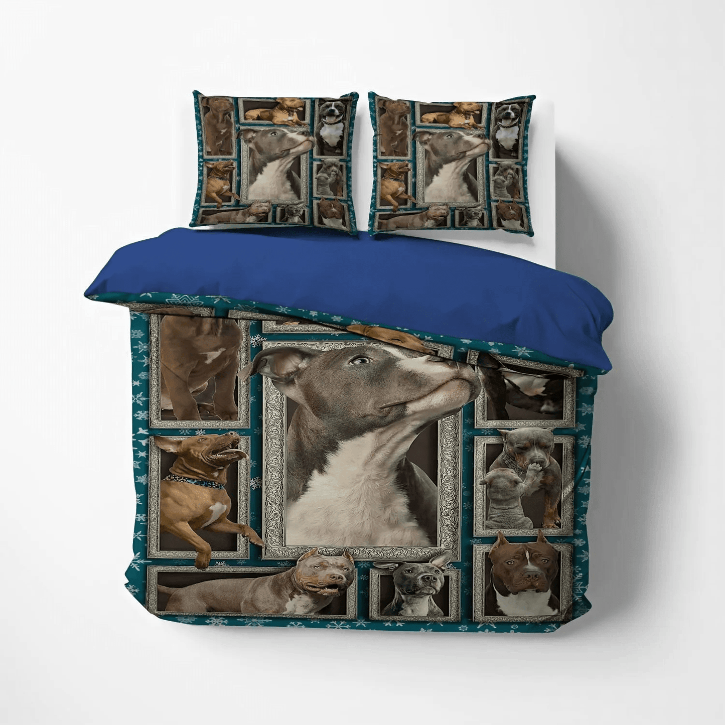 Chibi Dog Queen Size Bedding Set, Pit Bull Bedding set, Chibi Animal Soft Duvet Cover Set, Pit Bull D Bedding Set, Gifts for Pit Bull