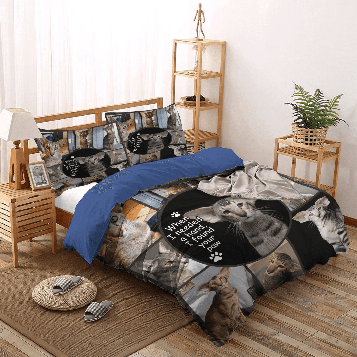 Cat Tracks Bedding set, Cat Soft Duvet Cover Set, Cat Paw King Size Bedding Set, Devon Rex Cat Bedding Set, Gifts for Cat