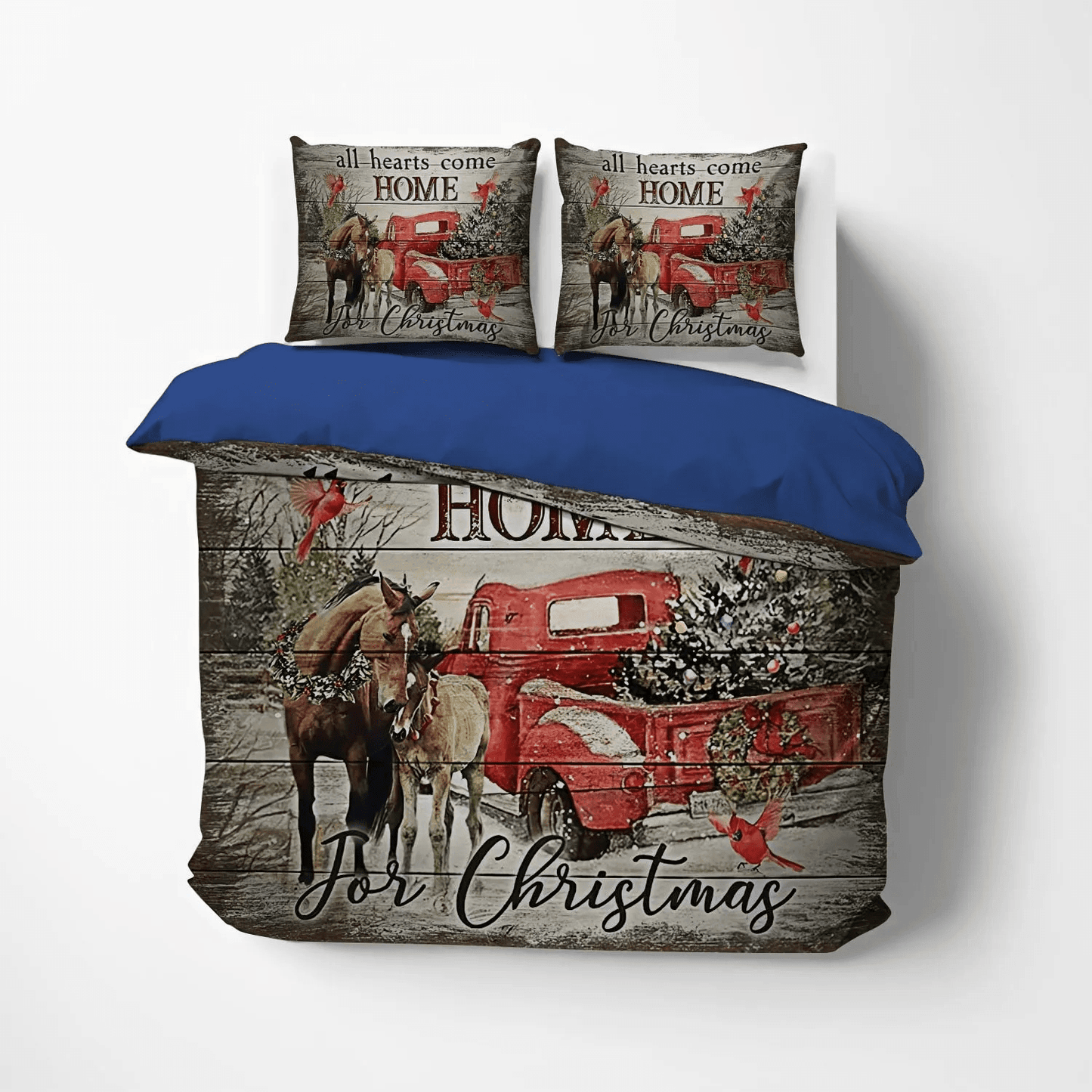 Personalized 3-piece Duvet Cover Bedding Set Christmass Queen Size Bedding Set, Horse Bedding set, Galloping Horse King Size Bedding Set, Christmas Horse Bedding Set, Gifts for Christmas