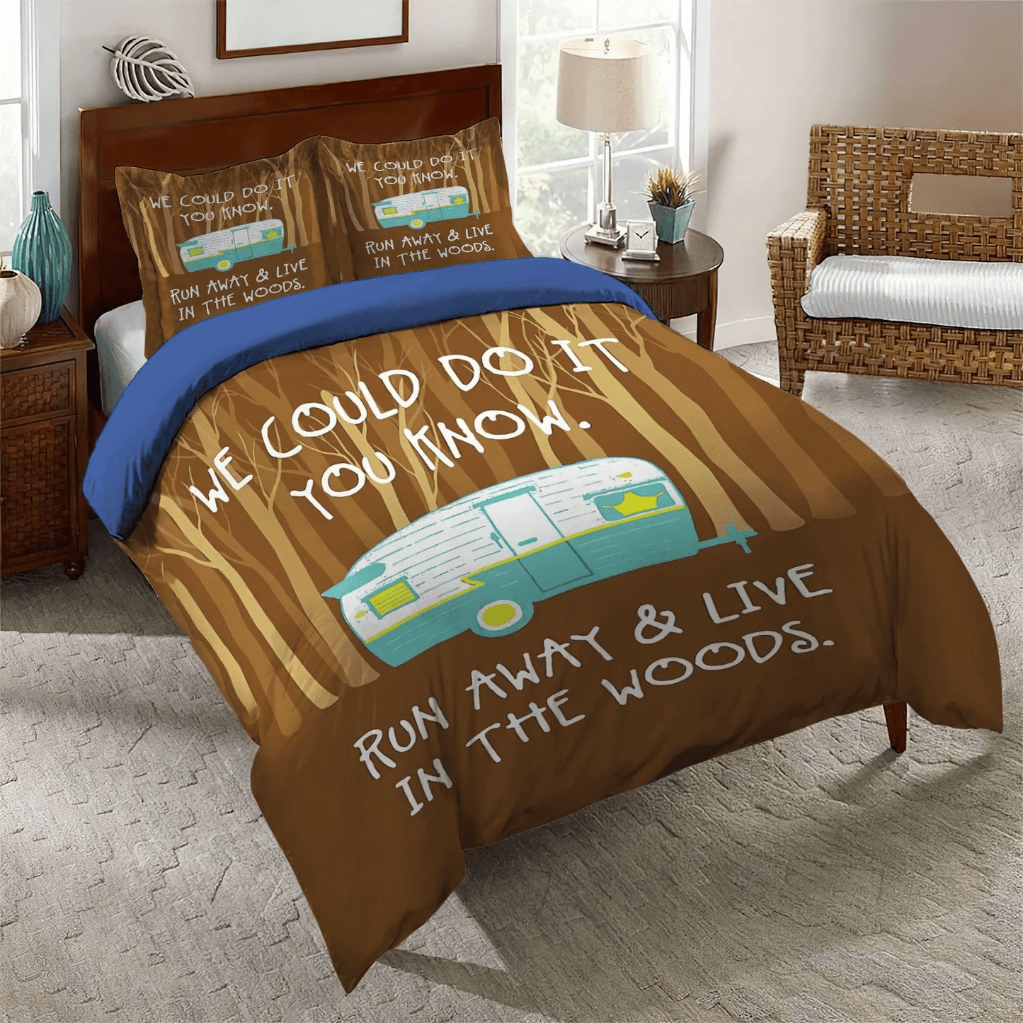 Camping Queen Size Bedding Set, The Sassy Camper Hologra Soft Duvet Cover Set, Camping Bedding Set, Gifts for Camping