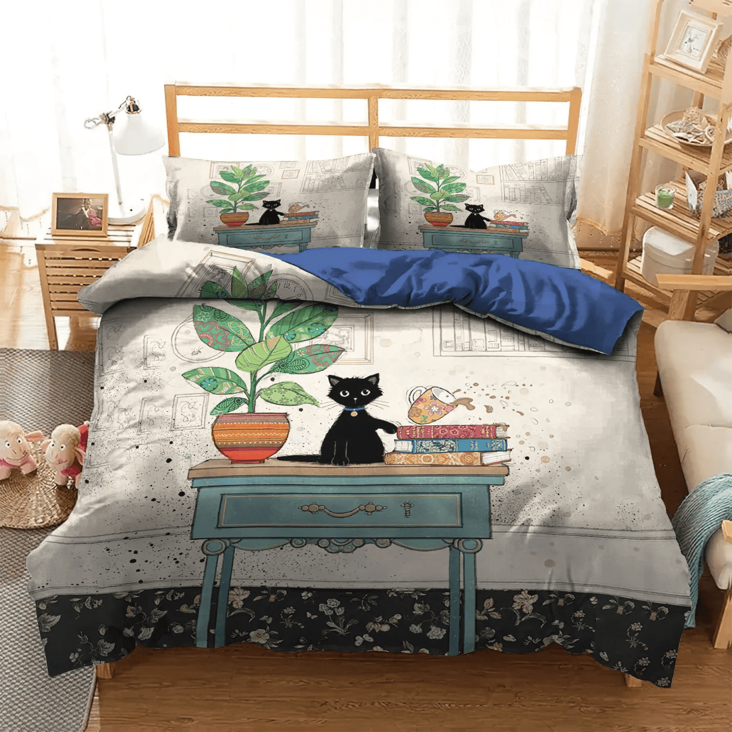 Cat Tracks Soft Duvet Cover Set, Cat Paw King Size Bedding Set, Cat Bedding set, Cat Born To Be Free Bedding Set, Gifts for Cat