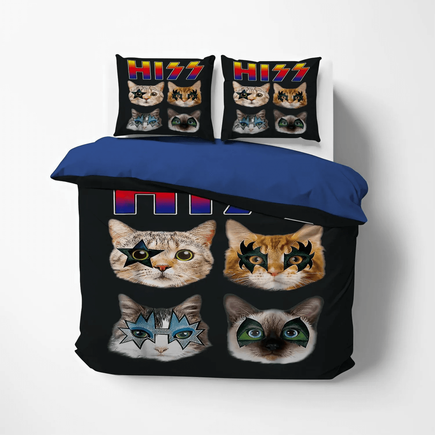 Cat Paw Soft Duvet Cover Set, Cat Tracks Queen Size Bedding Set, Cat Bedding set, Hiss Cats Kittens Rock Bedding Set, Gifts for Cat