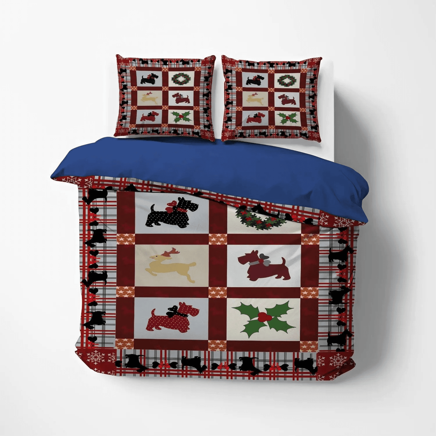 Personalized 3-piece Duvet Cover Bedding Set Scottish Terrier Mom Floral King Size Bedding Set, Scottish Terrier Scottish Terrier And Christmas Bedding Set, Gifts for Scottish Terrier