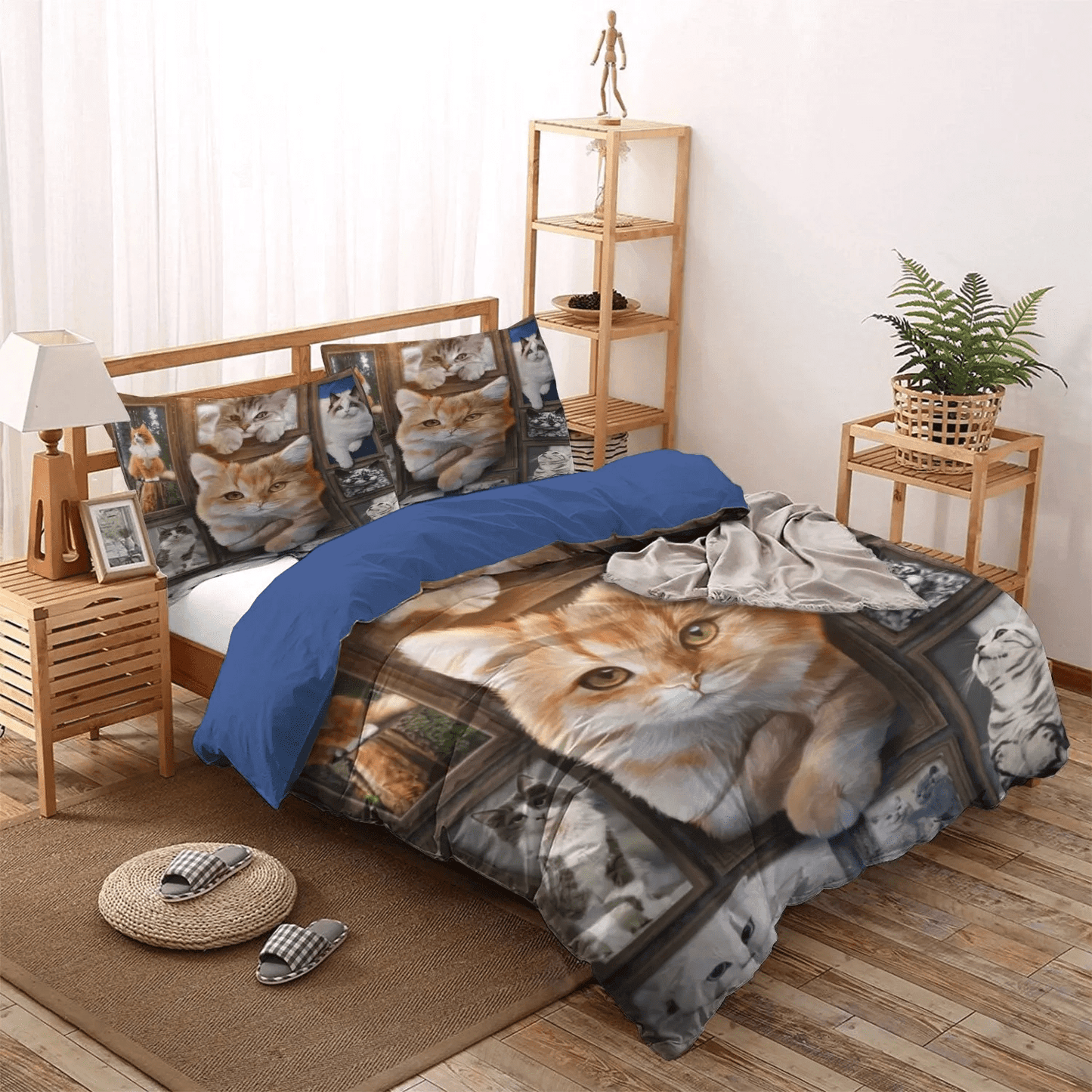 Cat Soft Duvet Cover Set, Cat Tracks Queen Size Bedding Set, Cat Paw Bedding set, D Huge Cat Bedding Set, Gifts for Cat