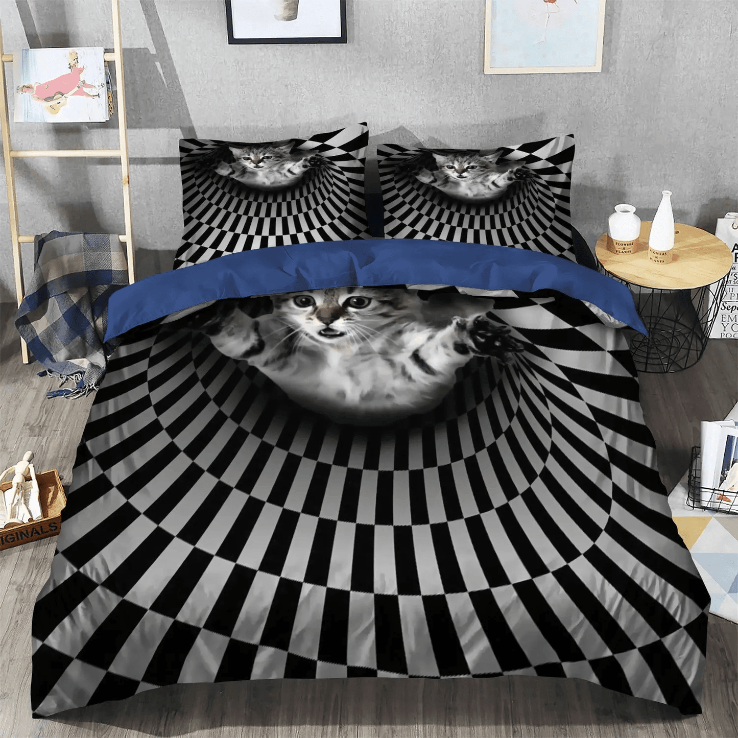 Cat King Size Bedding Set, Cat Tracks Soft Duvet Cover Set, Cat Paw Queen Size Bedding Set, Cat Bedding Set, Gifts for Cat