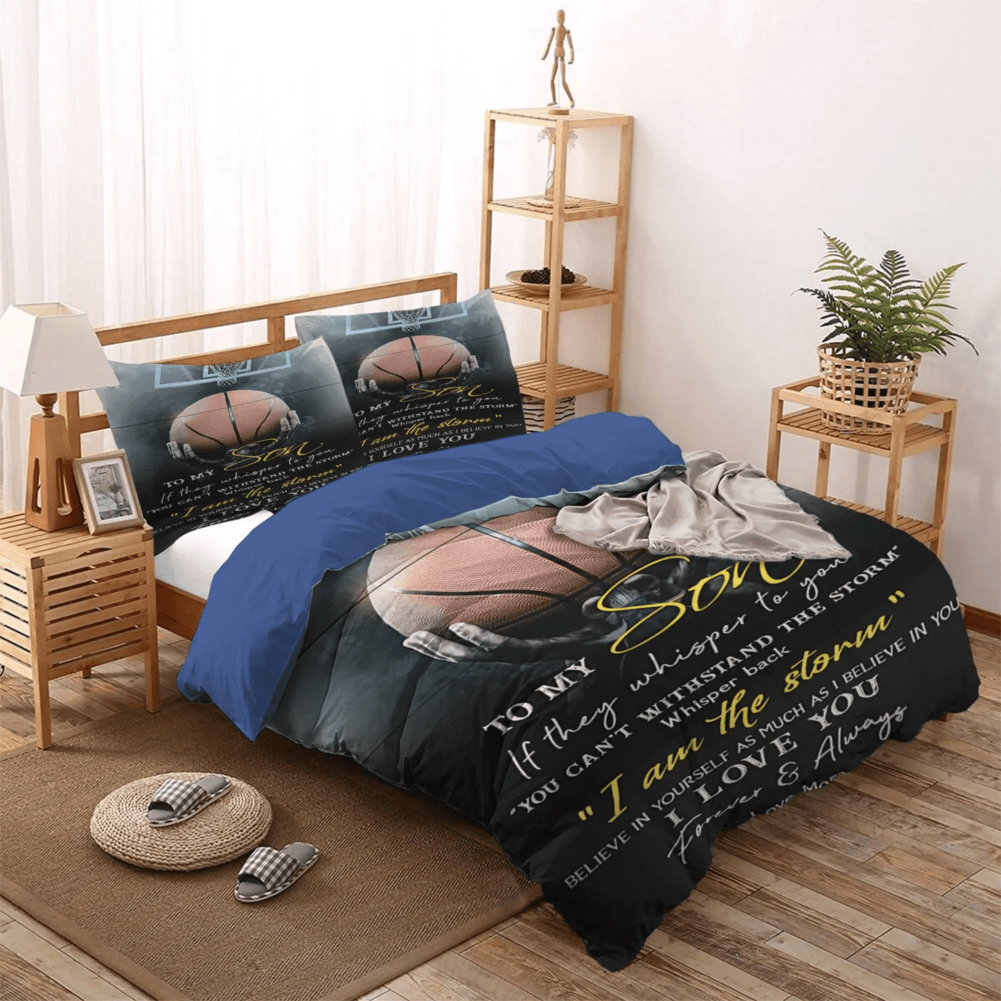 Funny Son Bedding set, Son Queen Size Bedding Set, Basketball Quotes Soft Duvet Cover Set, Basketball To My Son Bedding Set, Gifts for Son