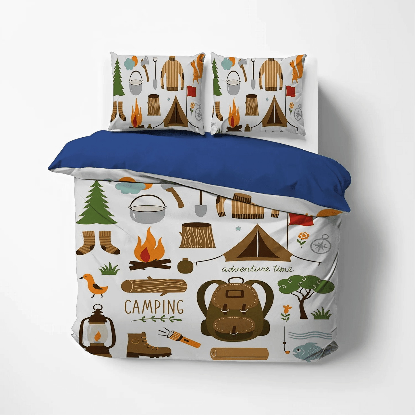 Camping Queen Size Bedding Set, Family Camping Soft Duvet Cover Set, Camping Bedding Set, Gifts for Camping