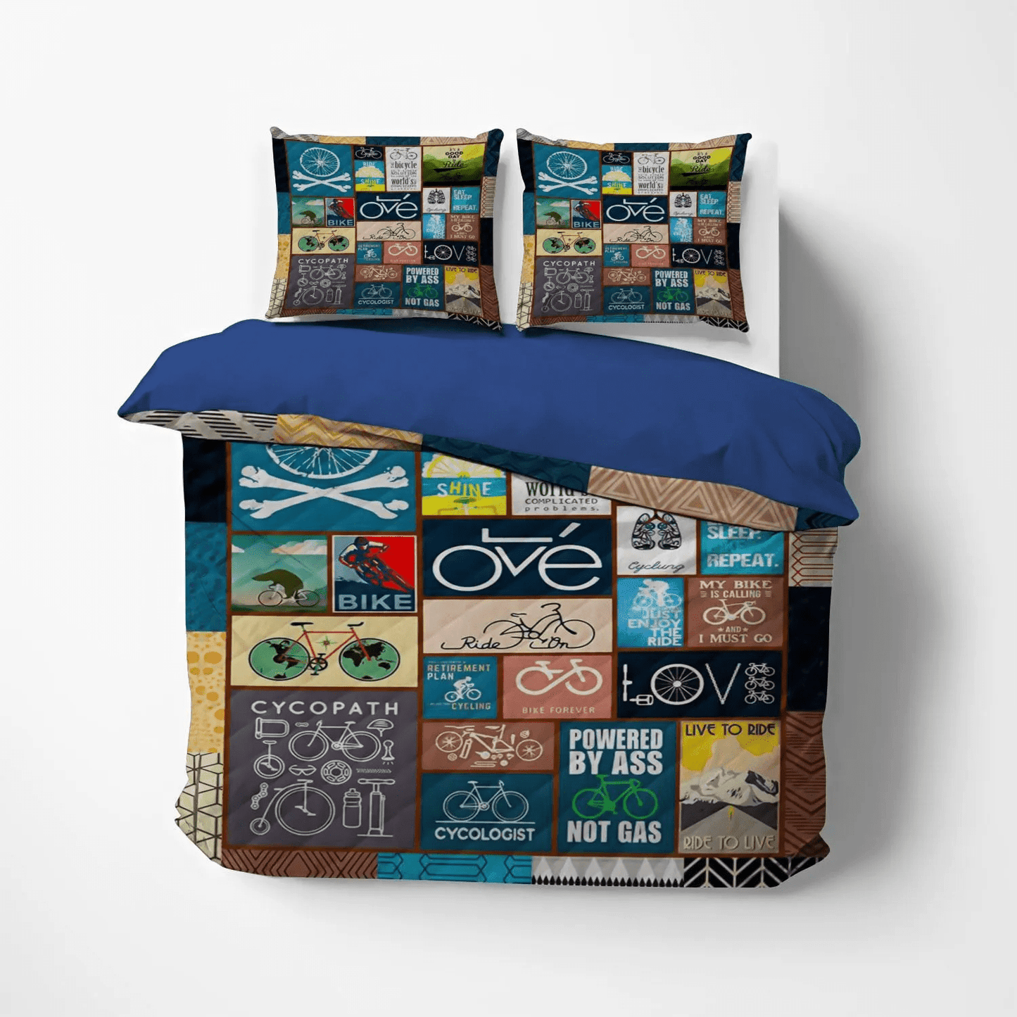 Cycling Soft Duvet Cover Set, Old Timey Bicycle Bedding set, KKV Cycling My Bike Is Calling Bedding Set, Gifts for Cycling