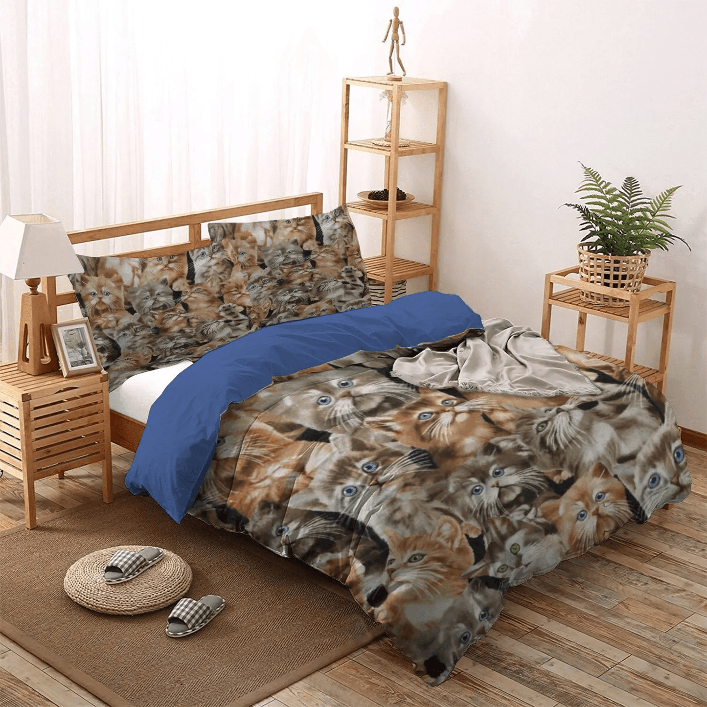 Cat Paw King Size Bedding Set, Cat Queen Size Bedding Set, Cat Tracks Soft Duvet Cover Set, Cat Bedding Set, Gifts for Cat