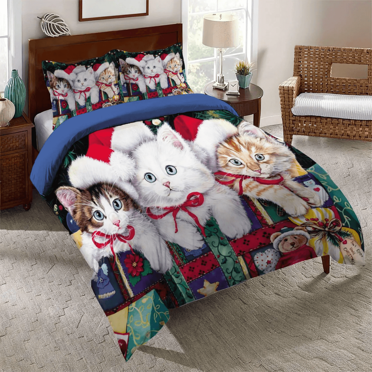 Personalized 3-piece Duvet Cover Bedding Set Persian Cat Awesome Queen Size Bedding Set, Cat Bedding set, Persian Cat Christmas Bedding Set, Gifts for Persian