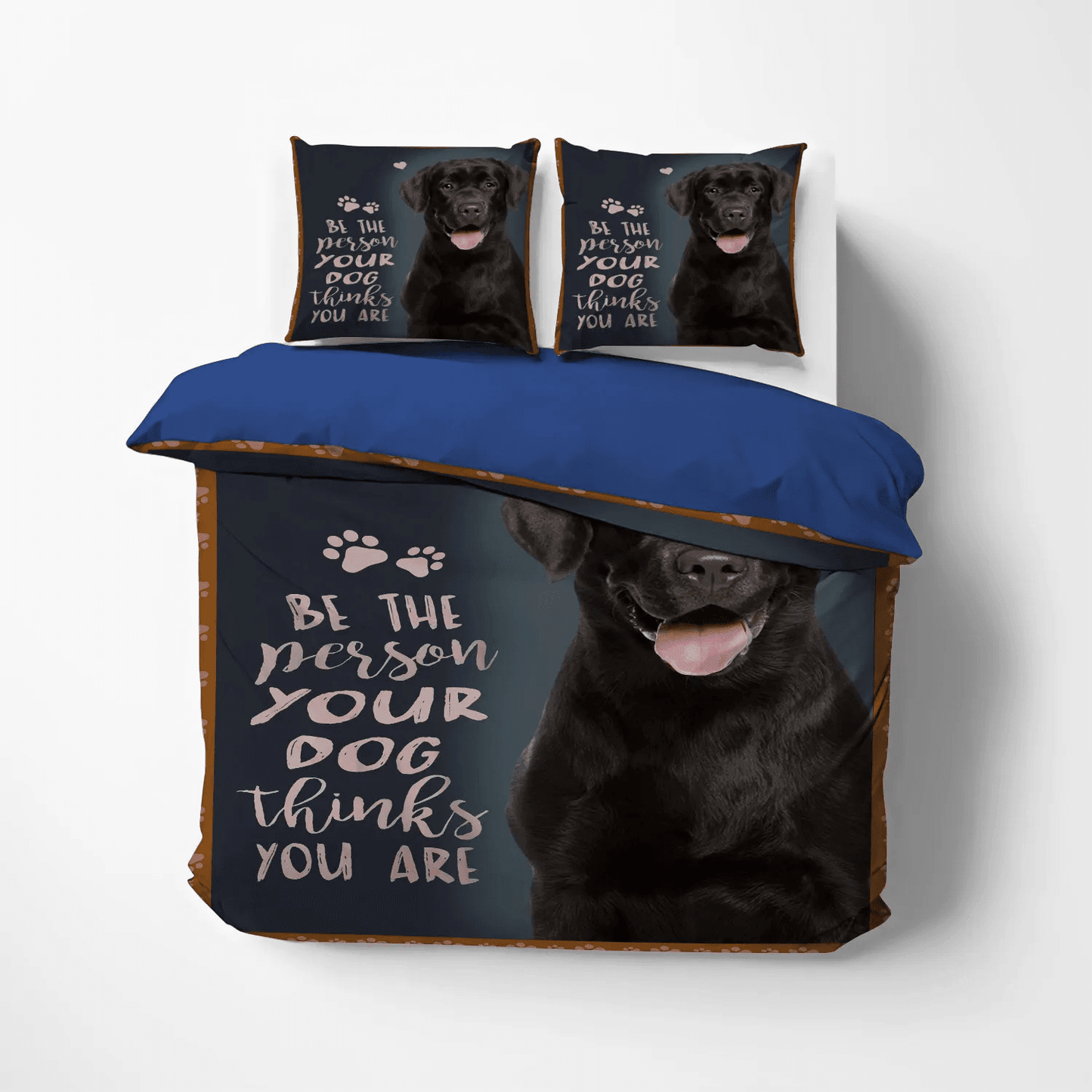Cute Sleeping Chibi Dog Soft Duvet Cover Set, Dog Bedding set, Dogs Be The Person Black Lab Bedding Set, Gifts for Dog