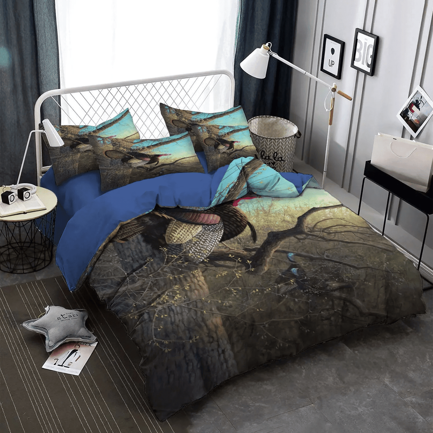 Funny Hunting Soft Duvet Cover Set, Huntings Queen Size Bedding Set, Turkey Hunting Bedding Set, Gifts for Turkey