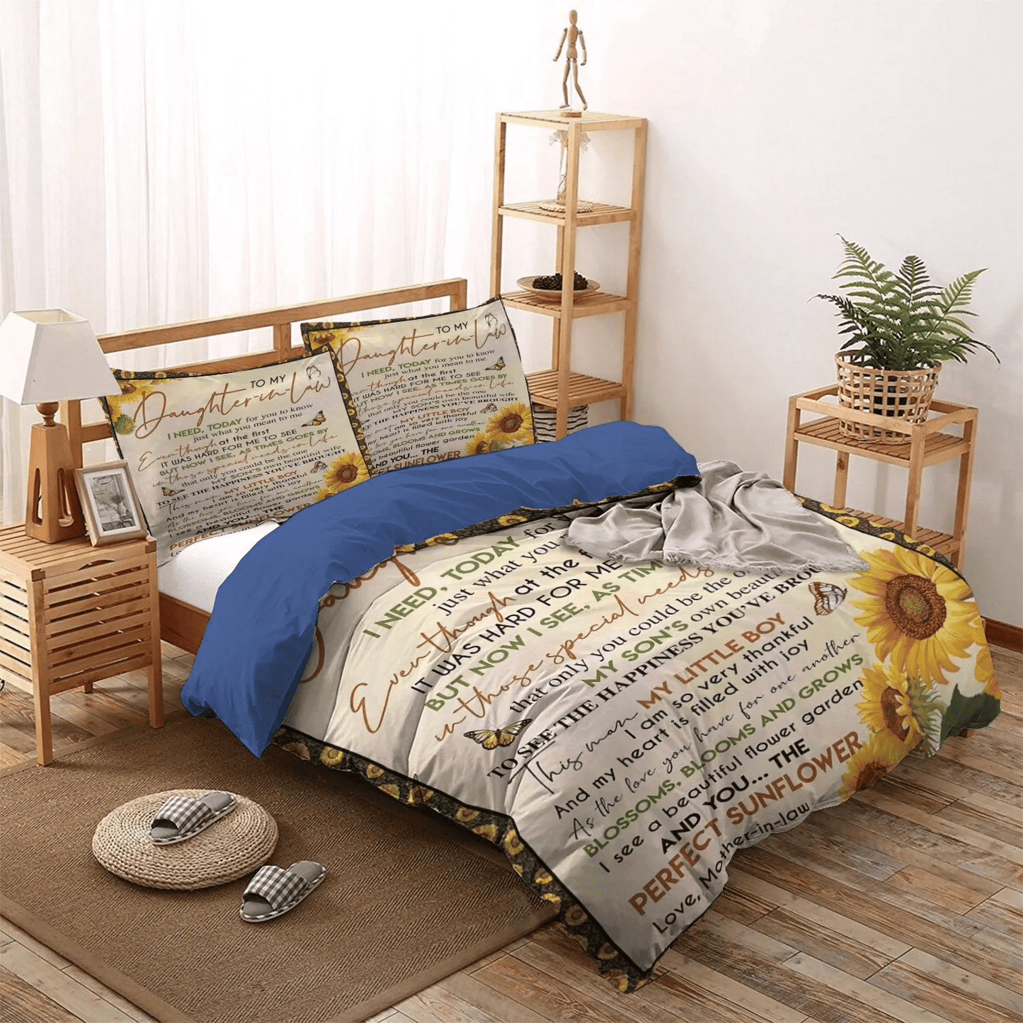 Personalized 3-piece Duvet Cover Bedding Set Mother Queen Size Bedding Set, Daughter Bedding set, Mother In Law To My Daughter In Law You The Perfect Sunflower Bedding Set, Gifts for Mother