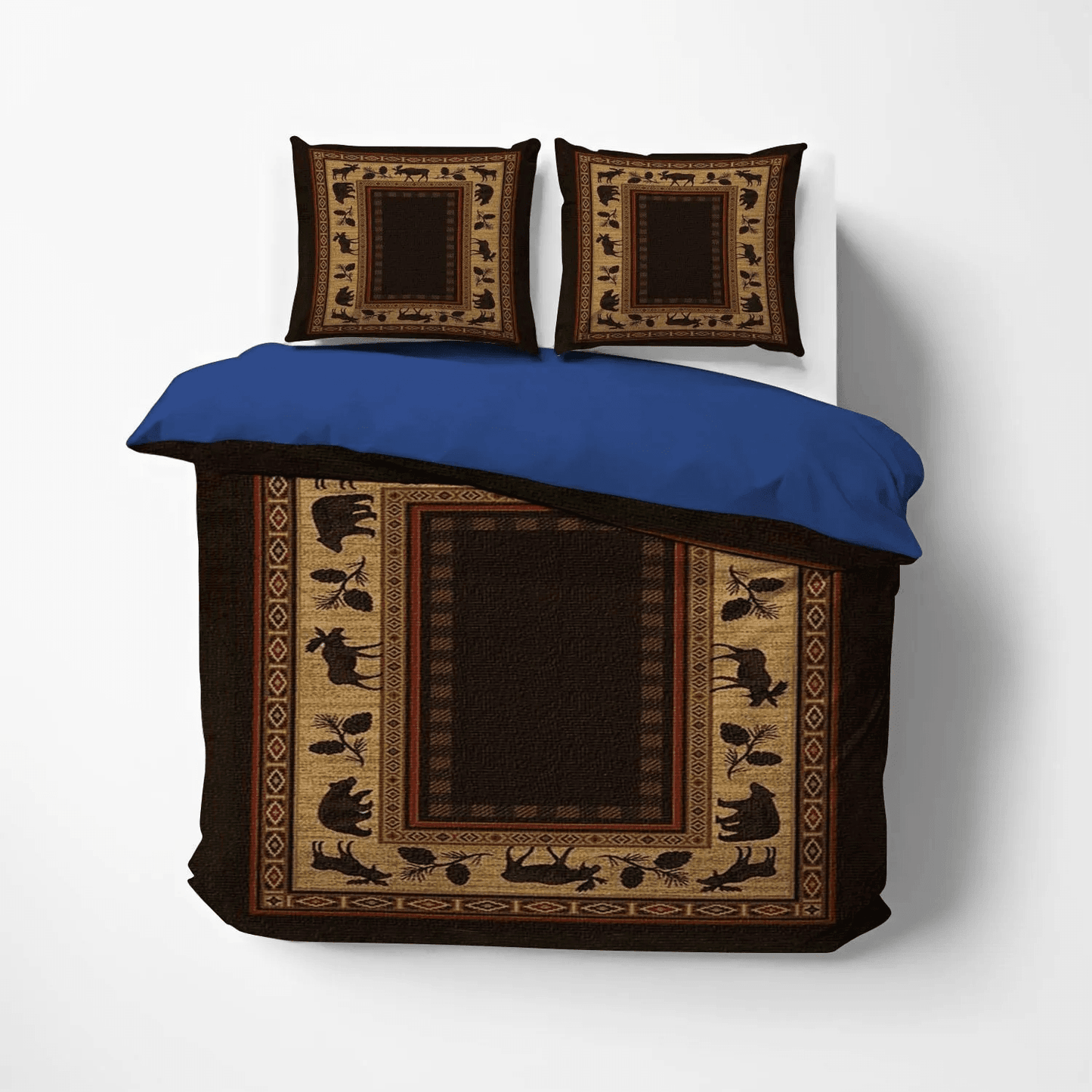 Blue Cat Lodge King Size Bedding Set, Wildlife Soft Duvet Cover Set, Bridger Wildlife Lodge Bedding Set, Gifts for Lodge
