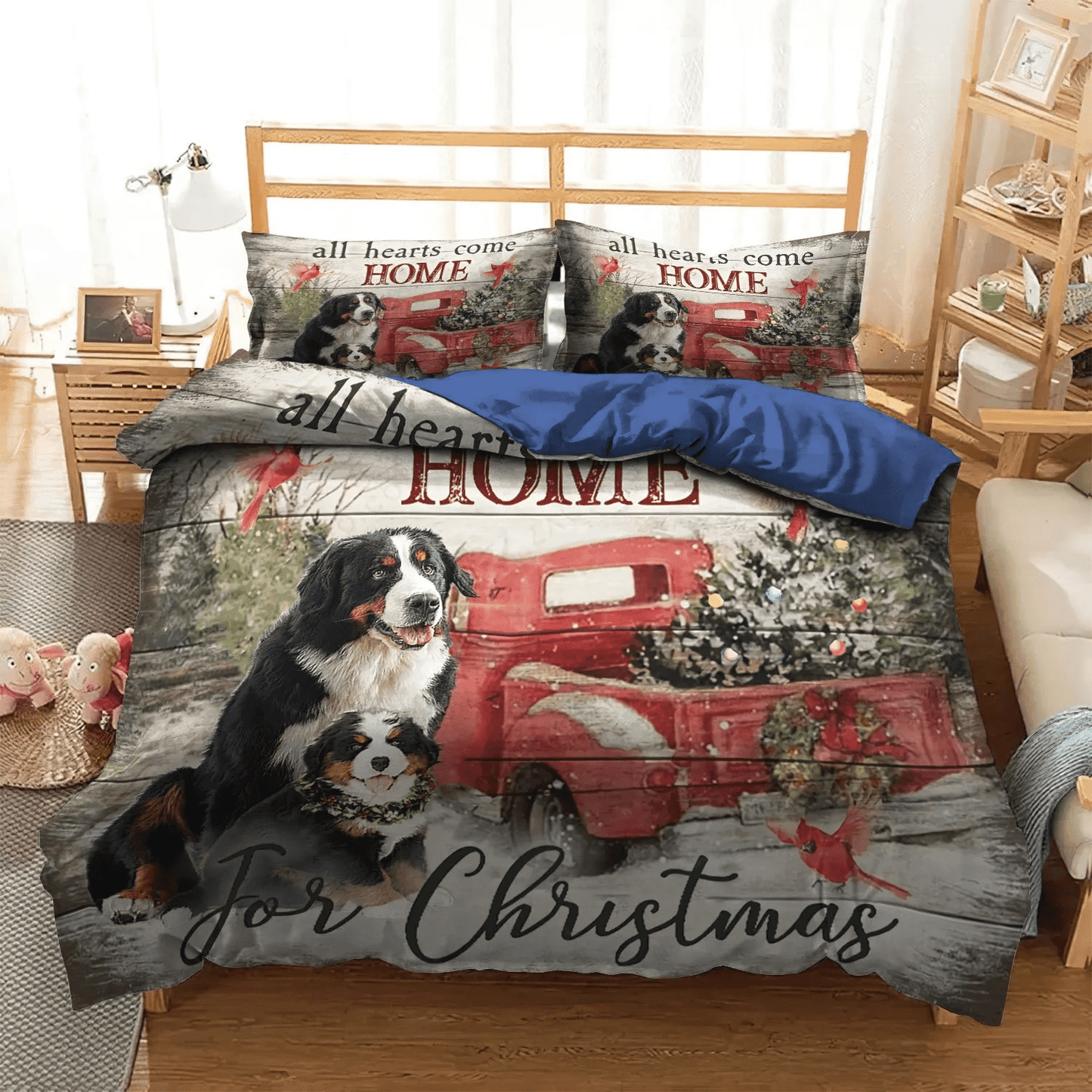 Bernese Mountain Dog Soft Duvet Cover Set, Bernese Mountain Dog Allheartcomehome Bedding Set, Gifts for Bernese Mountain