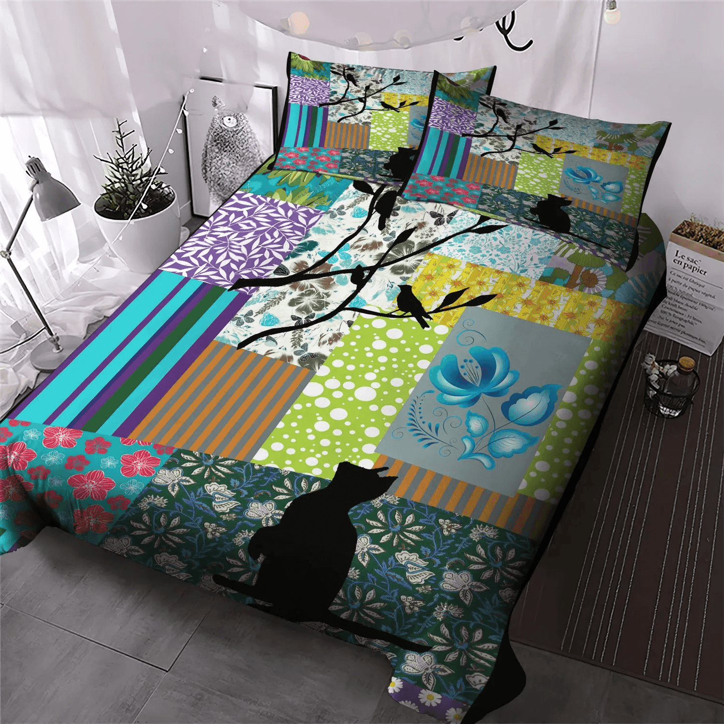 Cat Soft Duvet Cover Set, Cat Tracks Bedding set, Cat Paw King Size Bedding Set, Cat Bedding Set, Gifts for Cat