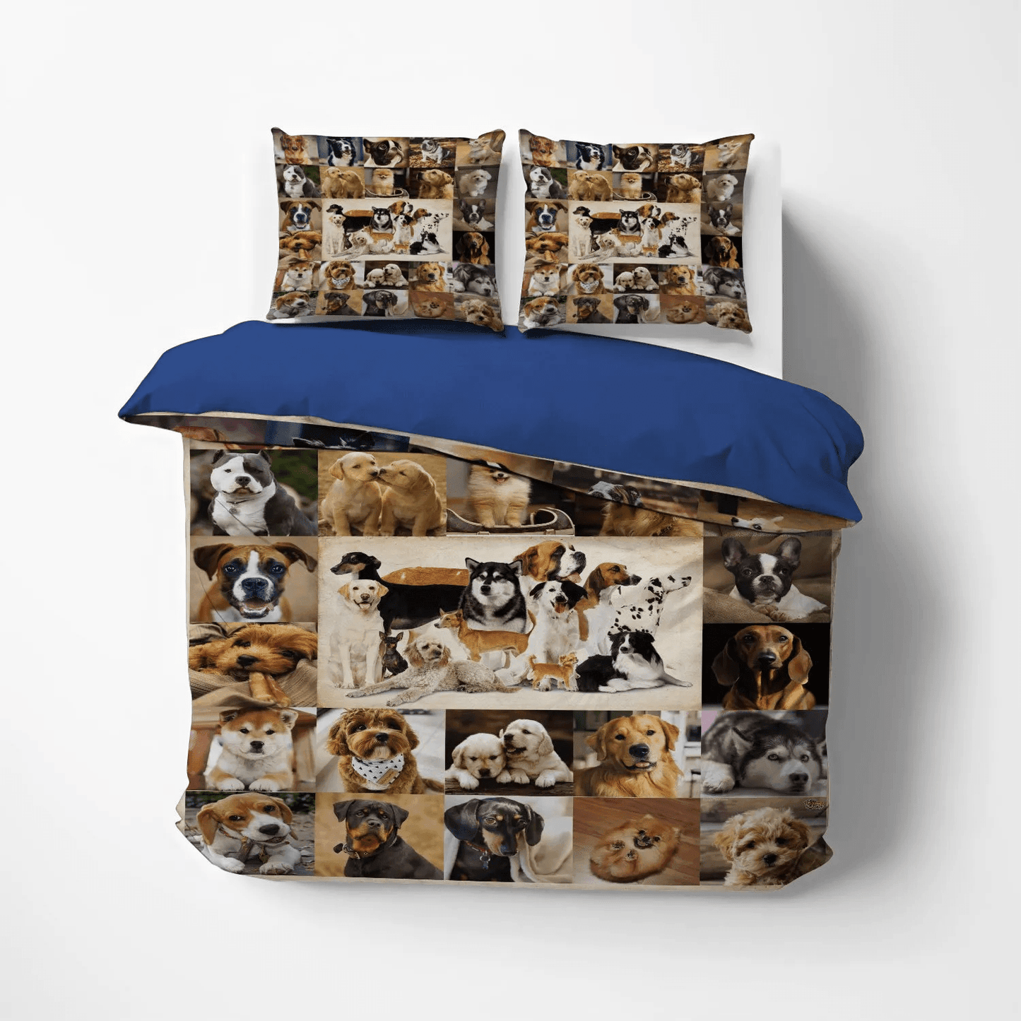 Cute Sleeping Chibi Dog Queen Size Bedding Set, Dog Soft Duvet Cover Set, Doggo Bedding set, Dog Bedding Set, Gifts for Dog