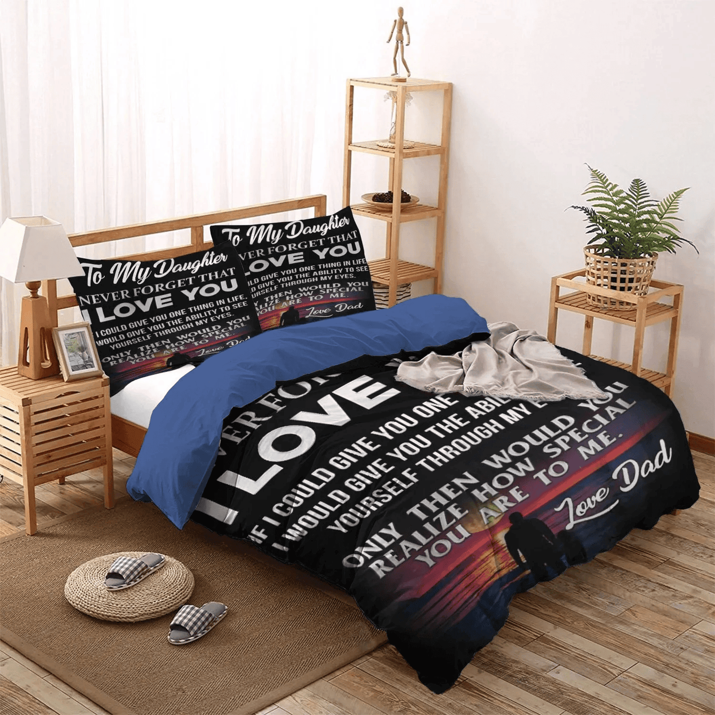 Daughter Soft Duvet Cover Set, Giraffes Make My Daughter Happy Queen Size Bedding Set, Daughter You Are Special To Me Bedding Set, Gifts for Daughter