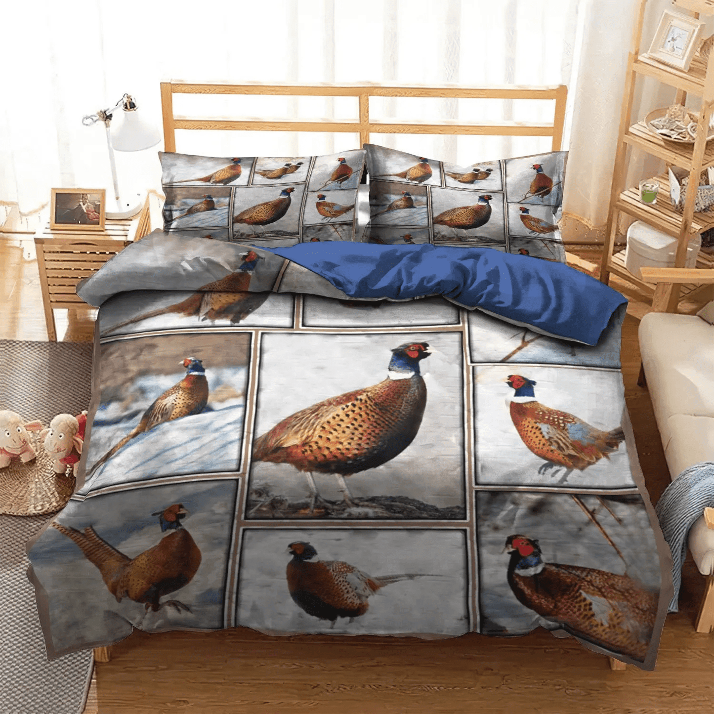 Funny Hunting Cool King Size Bedding Set, Hunting Soft Duvet Cover Set, Pheasant Hunting Bedding Set, Gifts for Pheasant Hunting