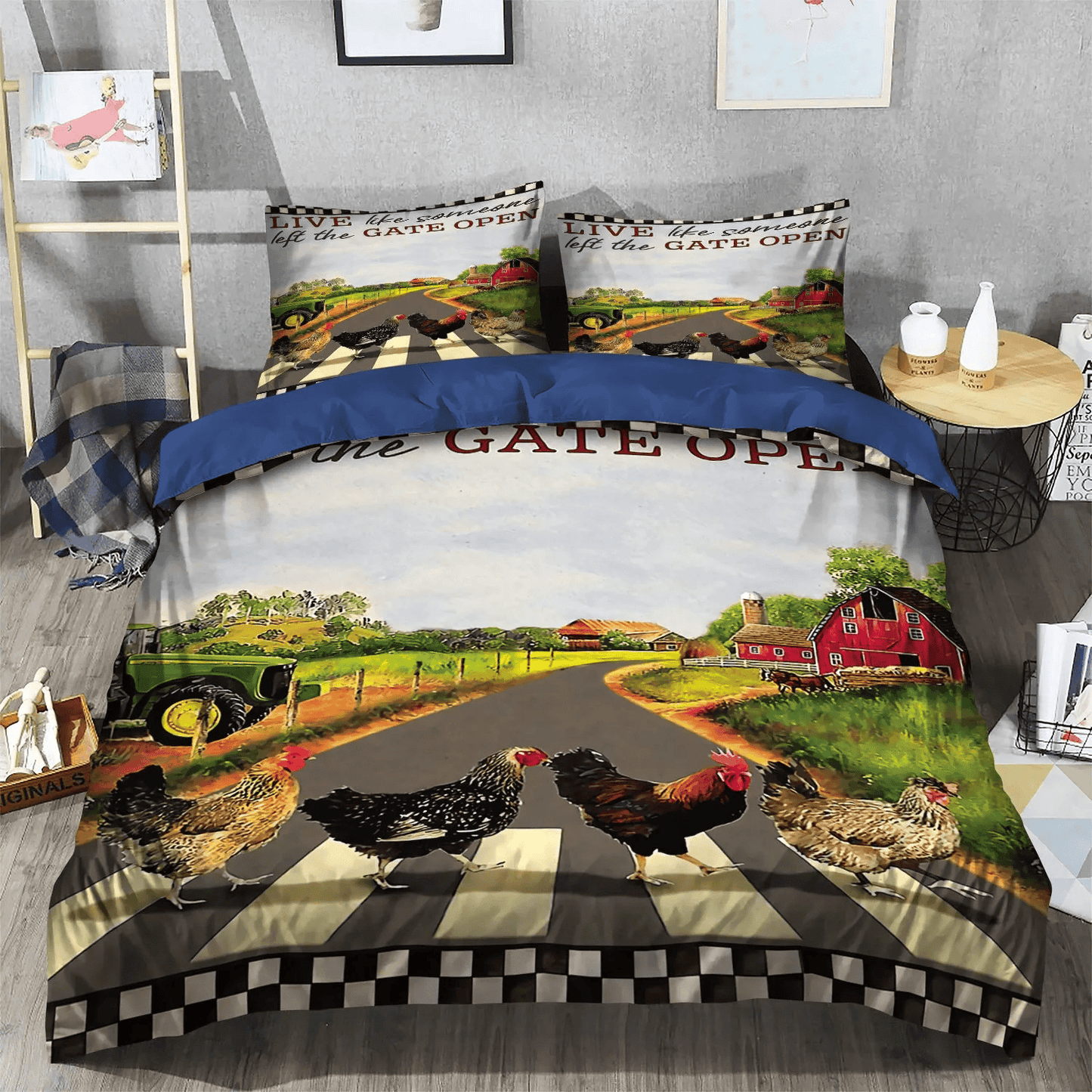 Chicken Farmer Bedding set, Chicken Mom Soft Duvet Cover Set, Cute Chicken Queen Size Bedding Set, Chicken Bedding Set, Gifts for Chicken