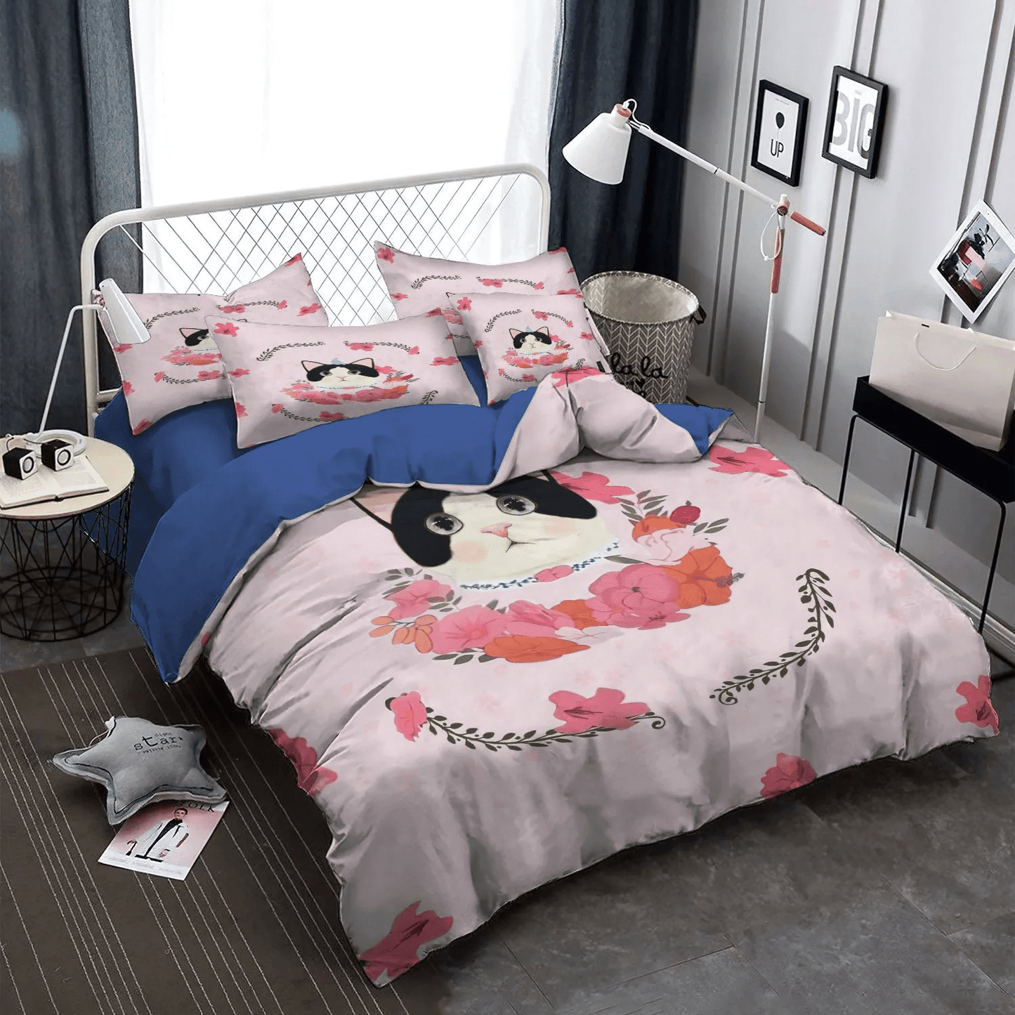 Cat Paw Soft Duvet Cover Set, Cat Bedding set, Cat Tracks Queen Size Bedding Set, Cat HCD Bedding Set, Gifts for Cat