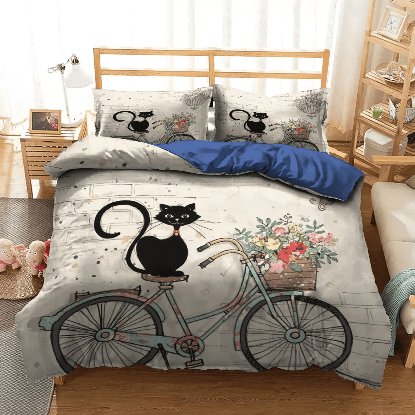 Cat Tracks Bedding set, Cat Soft Duvet Cover Set, Cat Paw Queen Size Bedding Set, Cat Born To Be Free Bedding Set, Gifts for Cat