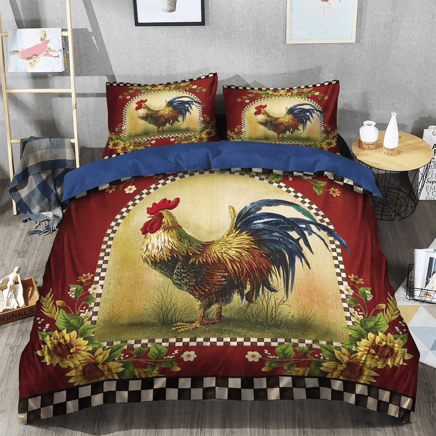 Chicken Dandel Bedding set, Chicken Queen Size Bedding Set, Chicken Mom Soft Duvet Cover Set, Chicken Bedding Set, Gifts for Chicken