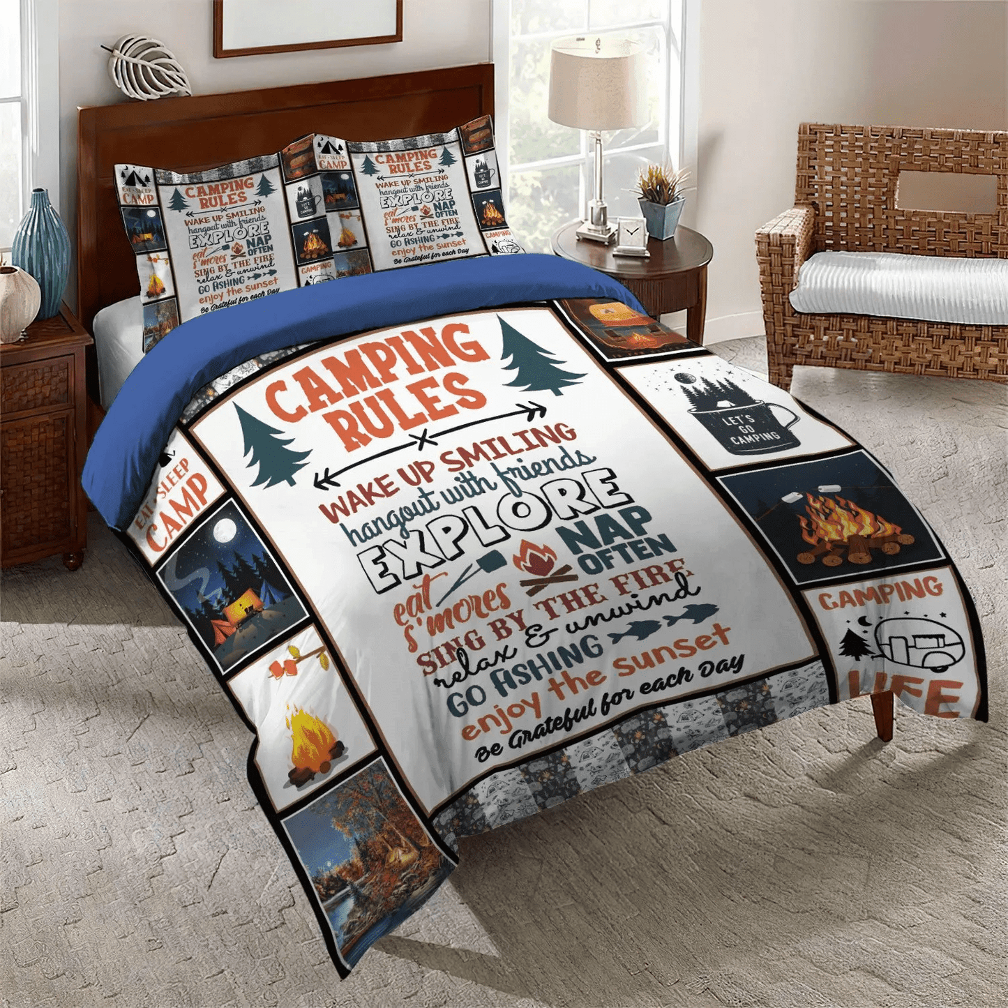 Camping Matching Soft Duvet Cover Set, Camping Queen Size Bedding Set, Camping A Awesome BNI Bedding Set, Gifts for Camping