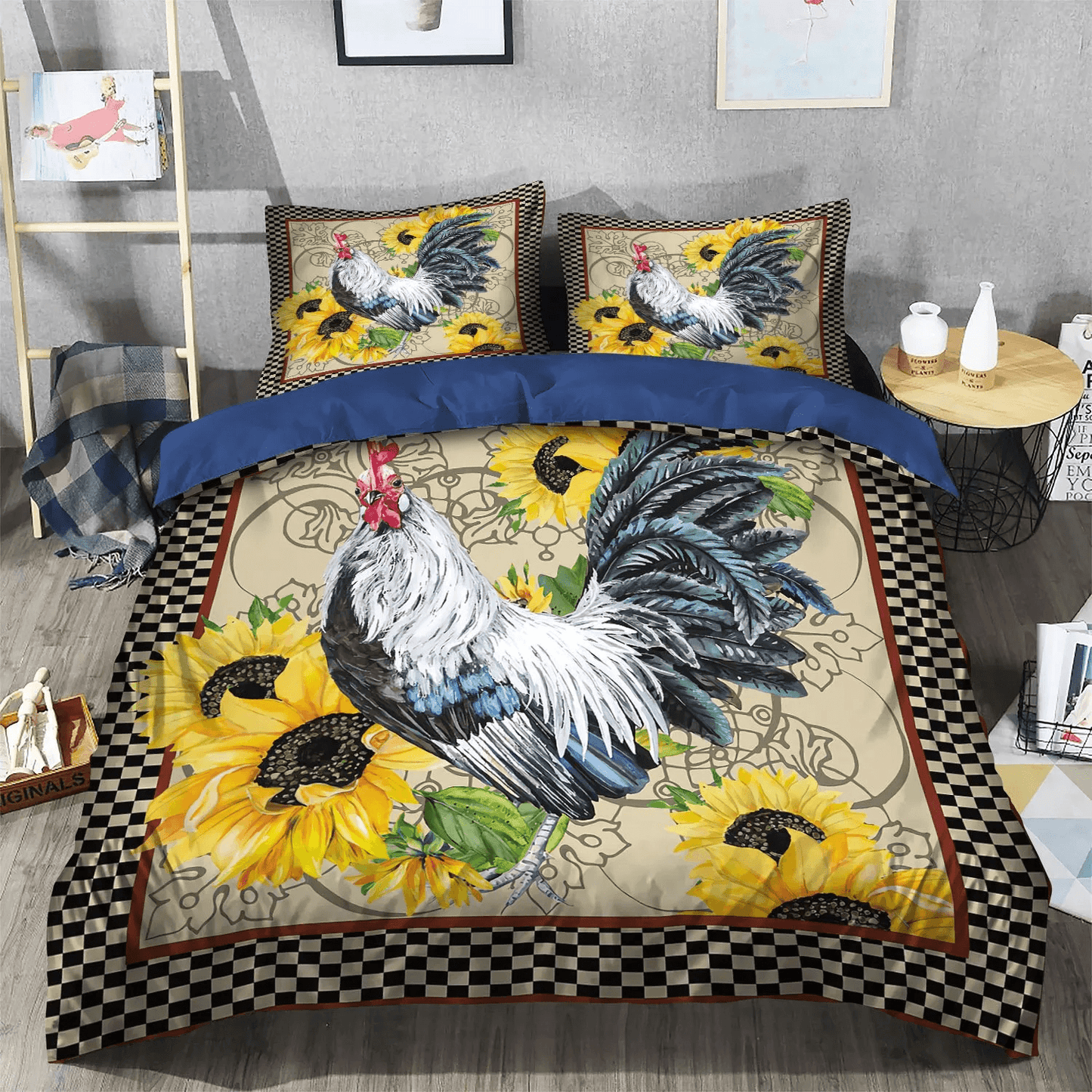 Chicken King Size Bedding Set, Cute Chicken Soft Duvet Cover Set, Chicken Mom Queen Size Bedding Set, Chicken Bedding Set, Gifts for Chicken