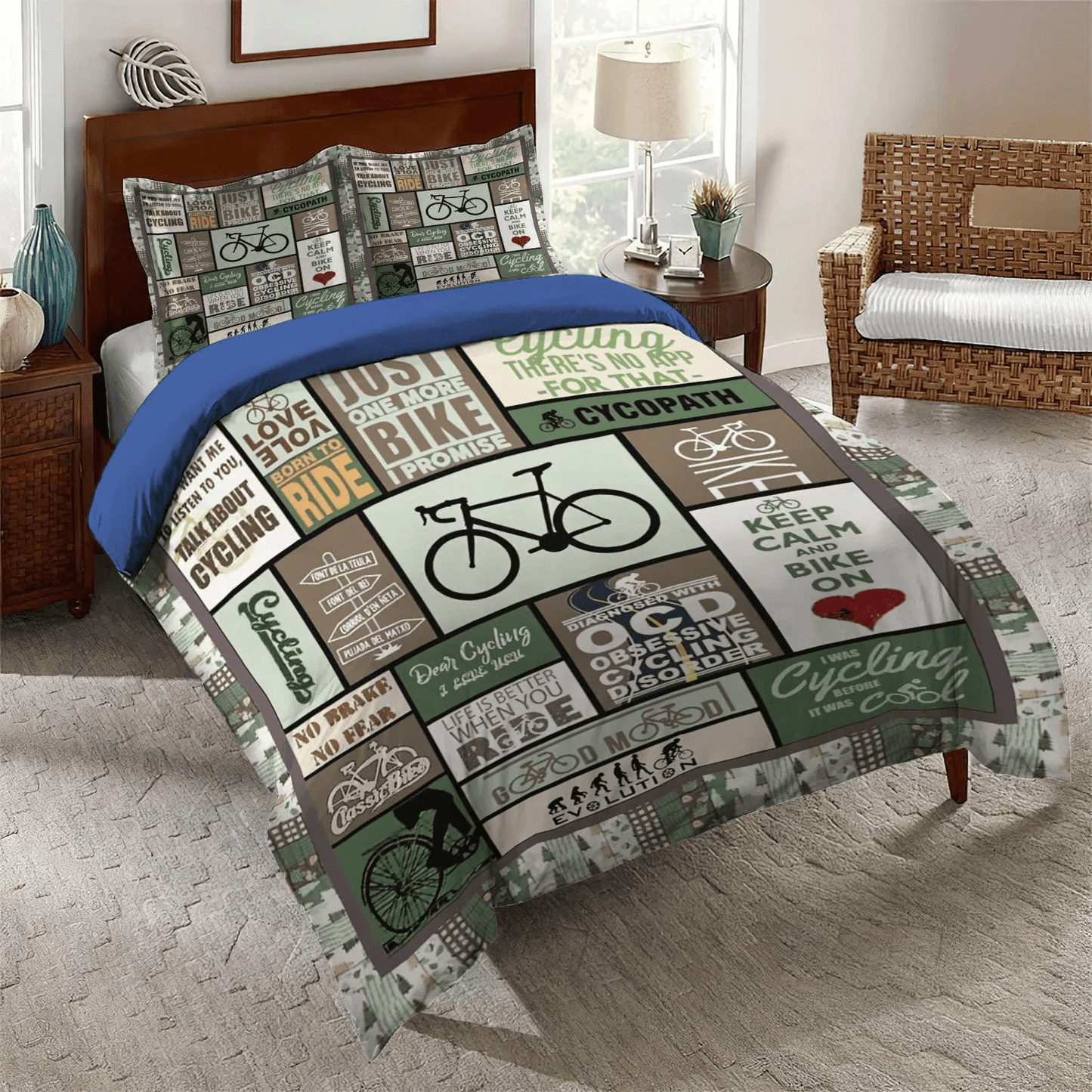 Cycling King Size Bedding Set, Octopus Bedding set, Cycling Octopus Long Sleeve Soft Duvet Cover Set, Gifts for Octopus