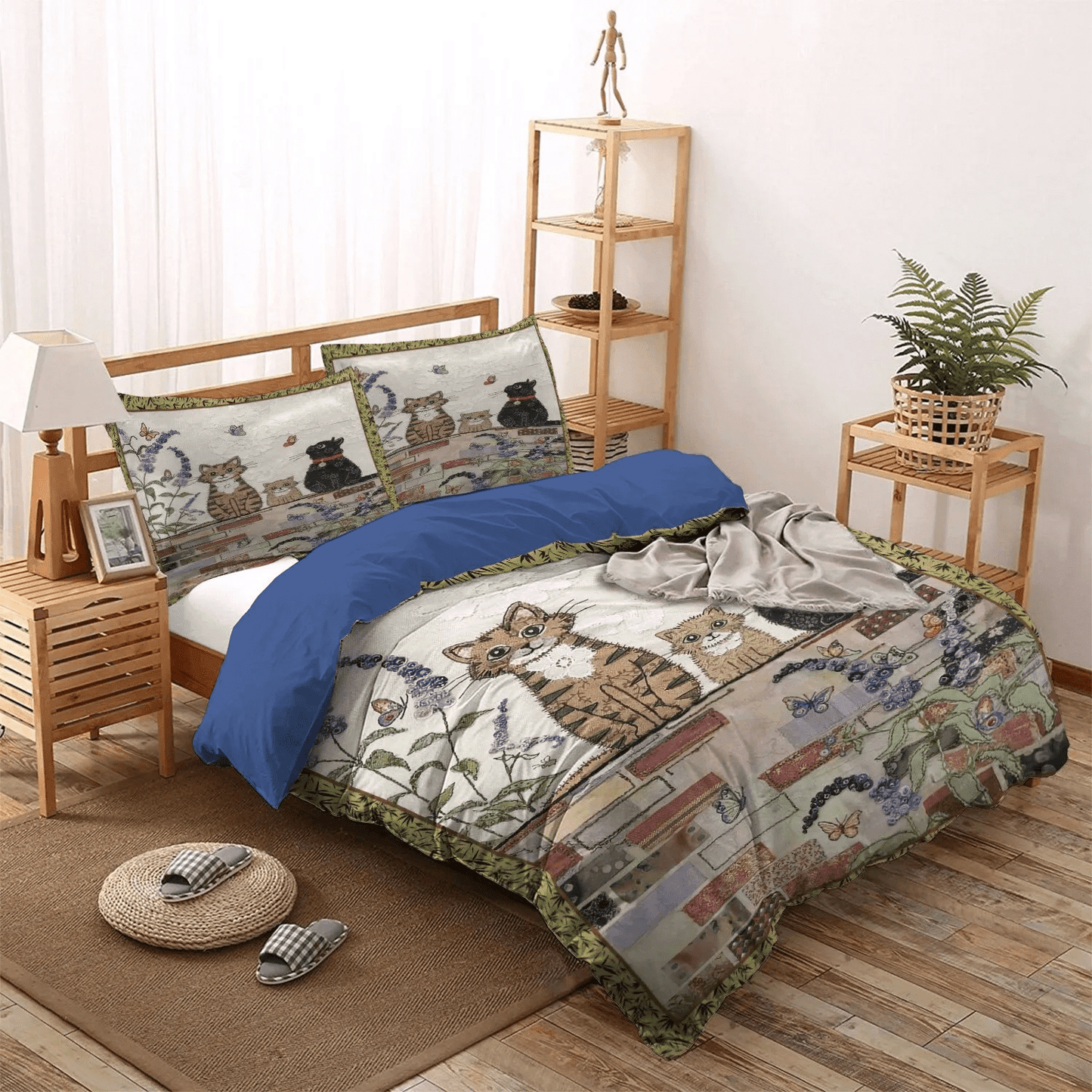 Cat Paw King Size Bedding Set, Cat Tracks Soft Duvet Cover Set, Cat Queen Size Bedding Set, Cat Bedding Set, Gifts for Cat