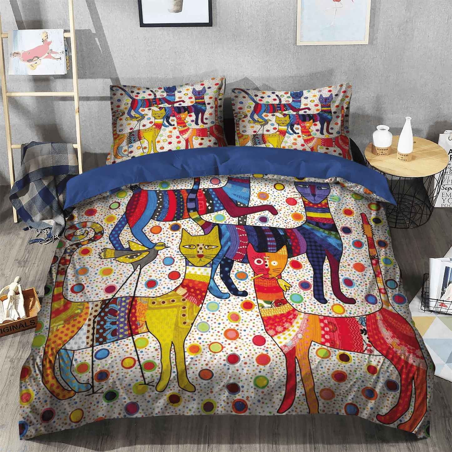 Cat Tracks Queen Size Bedding Set, Cat Paw Soft Duvet Cover Set, Cat King Size Bedding Set, Cats Bedding Set, Gifts for Cat