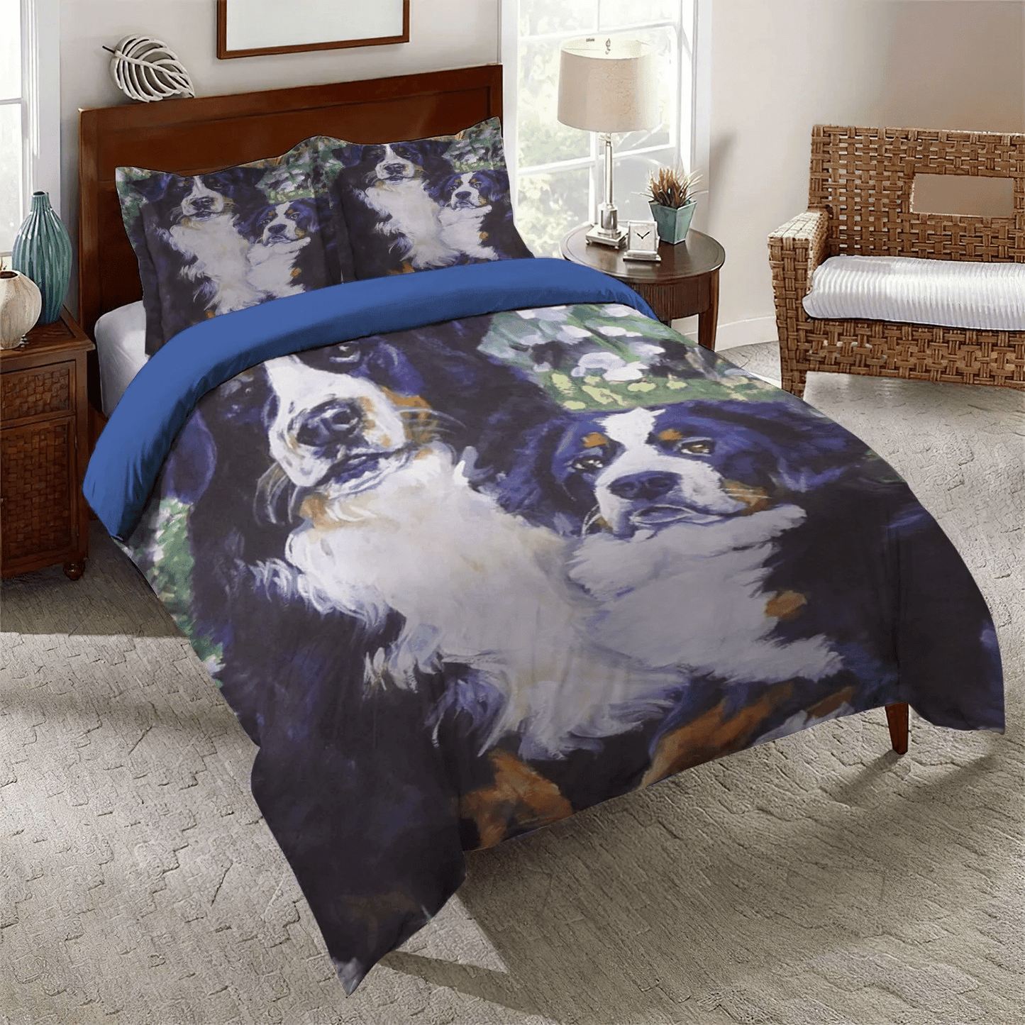Chibi Dog Chibi Dog Chibi Dog Chibi Dog Soft Duvet Cover Set, Bernese Mountain Dog Bedding Set, Gifts for Bernese Mountain