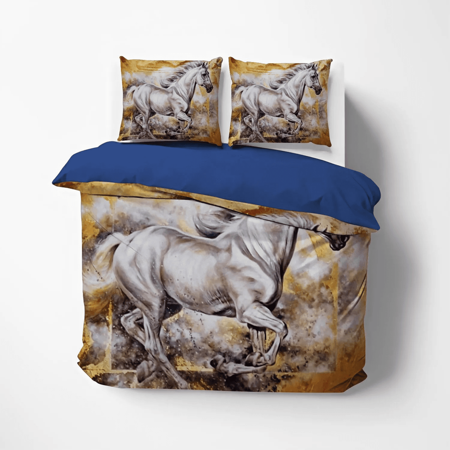 Abstract Horse Soft Duvet Cover Set, Horse Running Bedding set, Galloping Horse Queen Size Bedding Set, Horse Bedding Set, Gifts for Horse