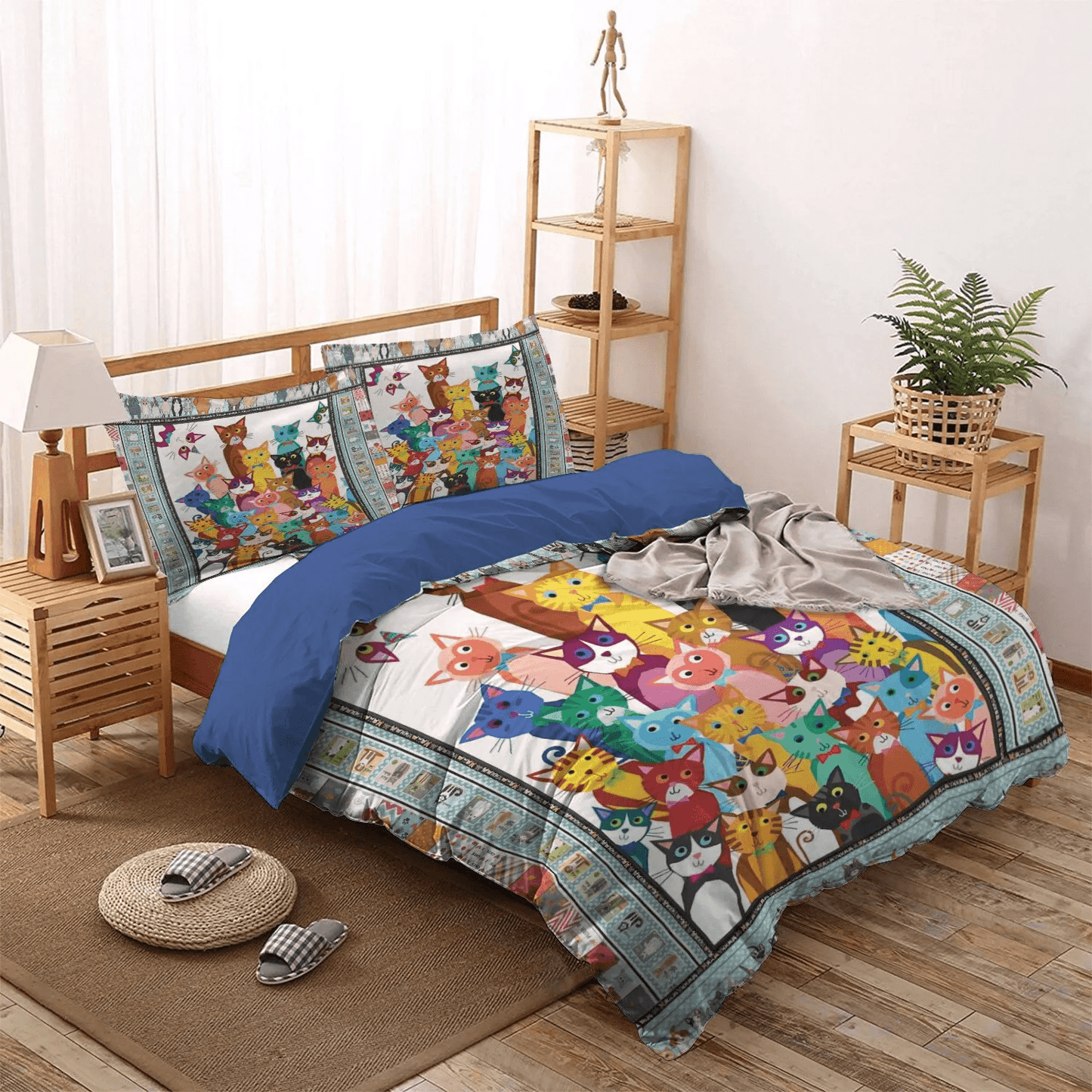 Cat Bedding set, Cat Paw Soft Duvet Cover Set, Cat Tracks King Size Bedding Set, Play With Cats Bedding Set, Gifts for Cat