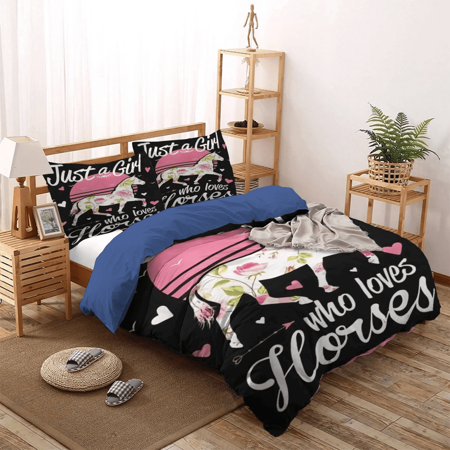 Abstract Horse Queen Size Bedding Set, Horse In Motion Soft Duvet Cover Set, Horse Running Bedding set, Horse Just Girl Bedding Set, Gifts for Horse