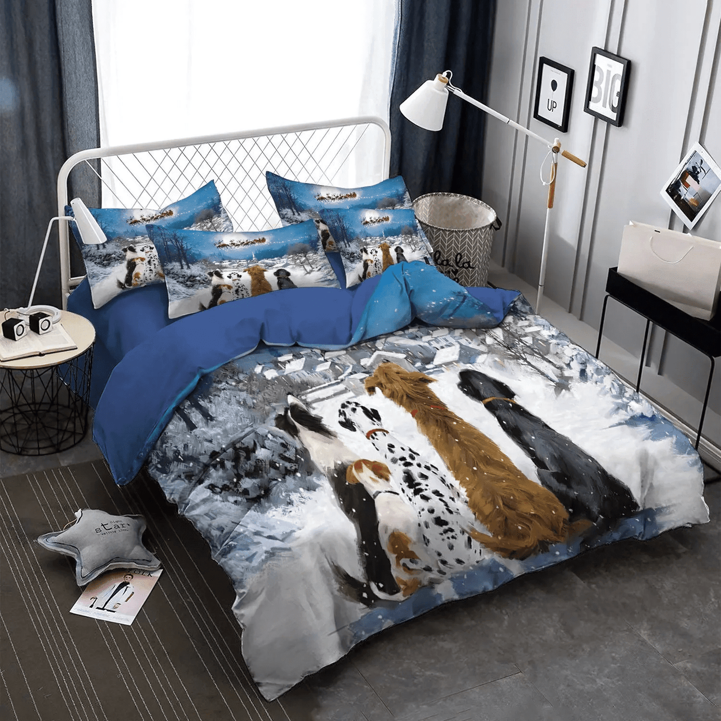 Personalized 3-piece Duvet Cover Bedding Set Chibi Dog Chibi Dog Chibi Dog Chibi Dog King Size Bedding Set, Christmass Bedding set, Christmas Dogs LTTL Bedding Set, Gifts for Christmas