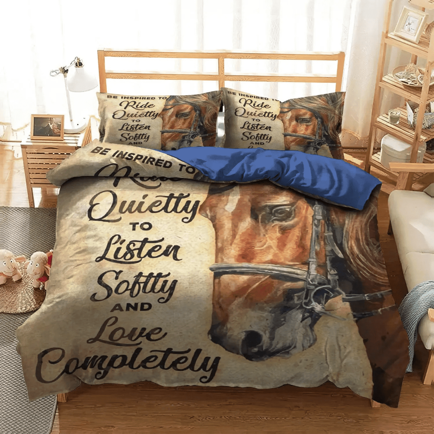 Galloping Horse Bedding set, Horse Running Soft Duvet Cover Set, Horse King Size Bedding Set, Horse Lover Bedding Set, Gifts for Horse