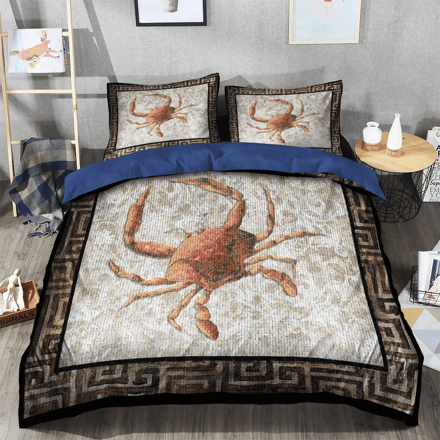 Crab Queen Size Bedding Set, Horseshoe Crabs Soft Duvet Cover Set, Marvelous Crab Bedding set, Crab Bedding Set, Gifts for Crab