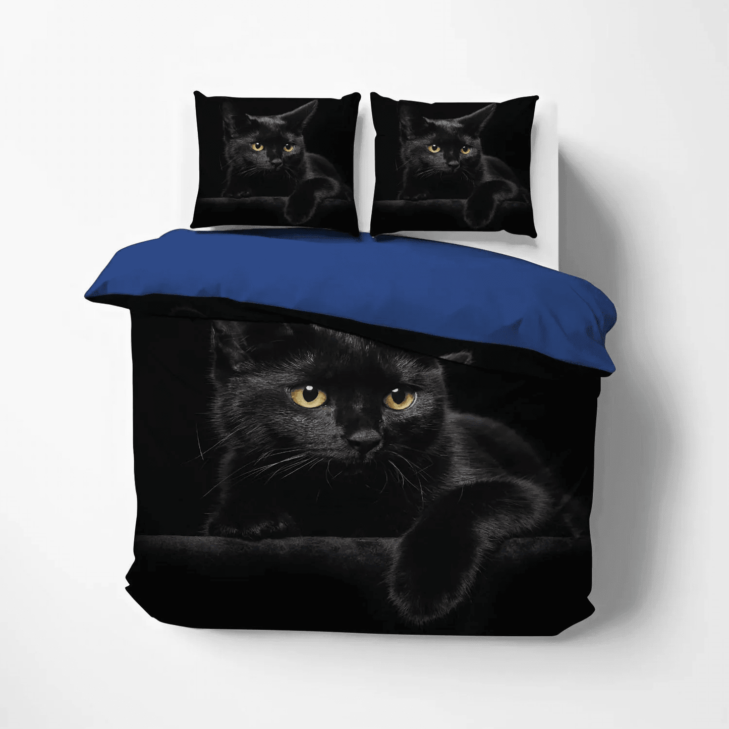 Black Cat Bedding set, Black Cat Foals Soft Duvet Cover Set, Black Cat Face Bedding Set, Gifts for Black Cat