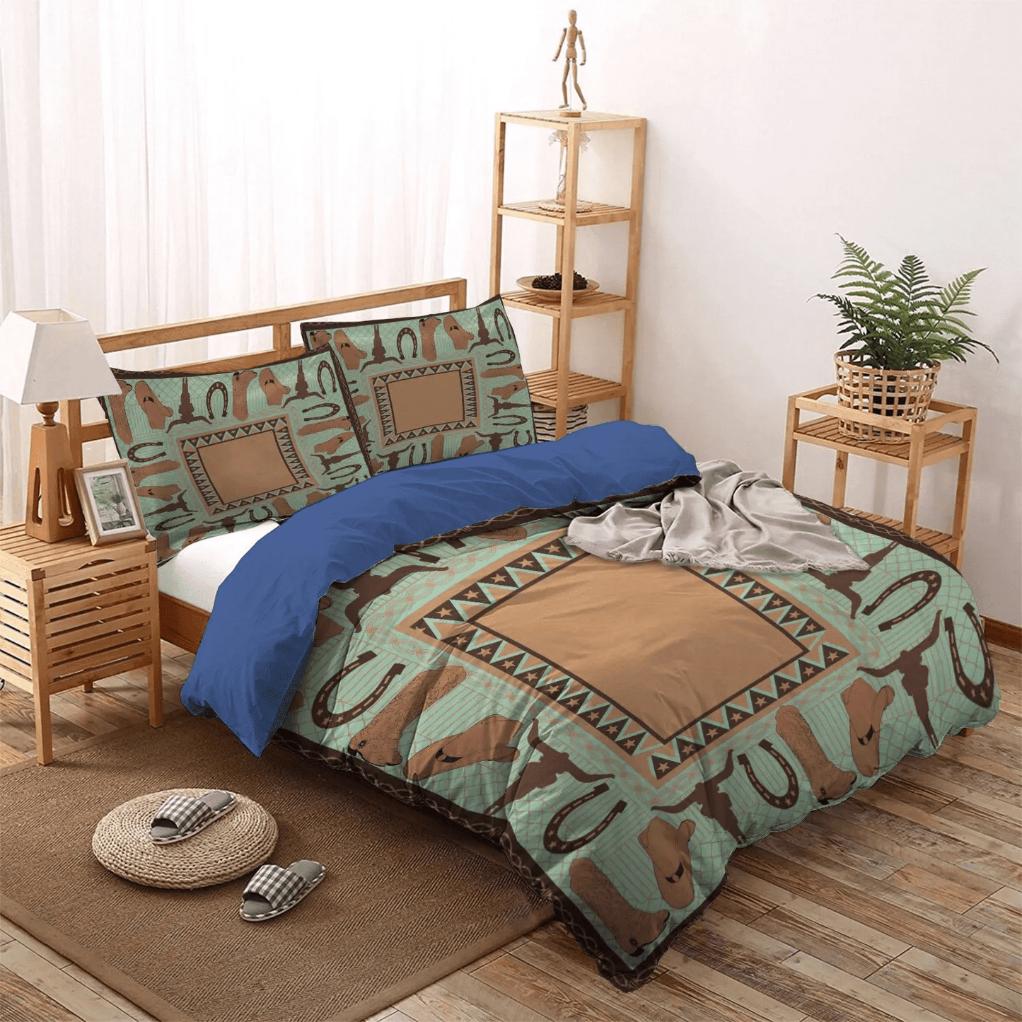 Cowboy Soft Duvet Cover Set, Cowboy Love Queen Size Bedding Set, Horse Lover Bedding set, Western Cowboy Bedding Set, Gifts for Cowboy