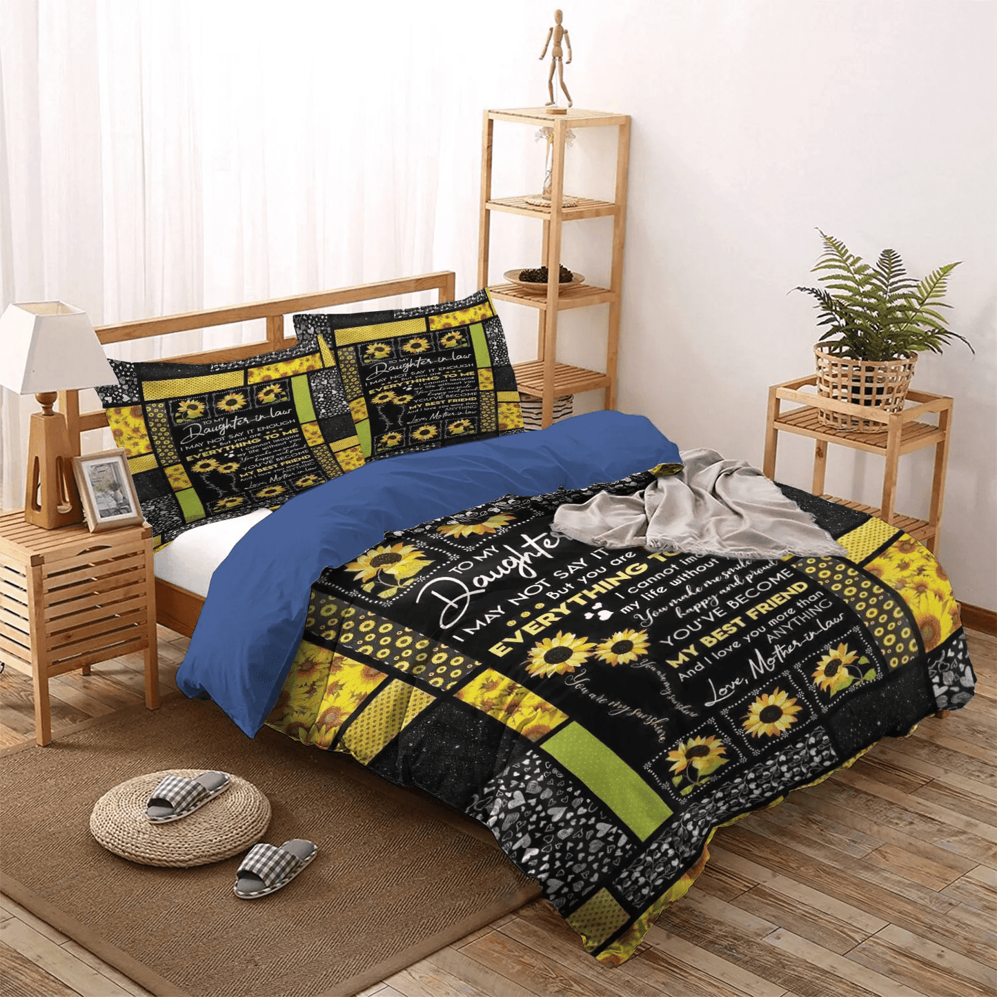 Flowers Soft Duvet Cover Set, Sunflower To My Daughter In Law My Best Friend Love Mother In Law Bedding Set, Gifts for Daughter