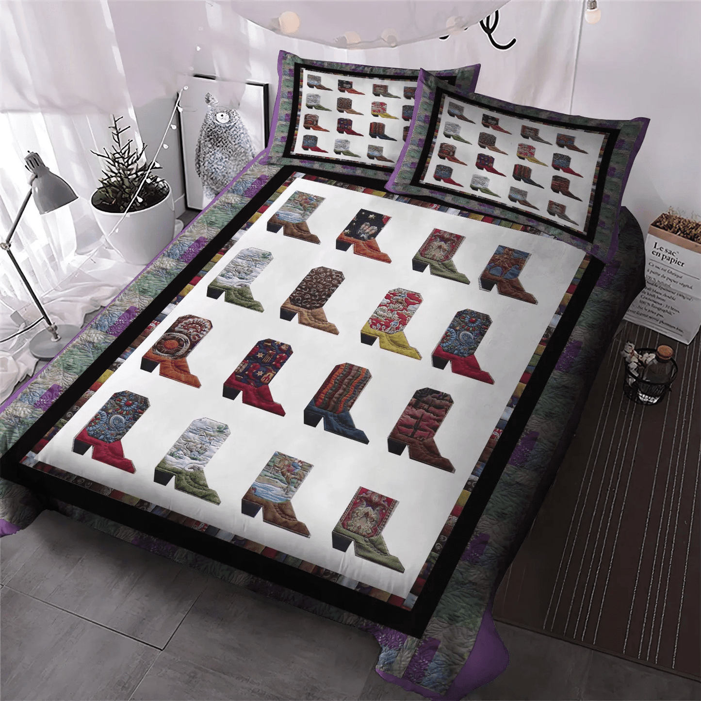 Cowboy Bedding set, Horse Lover Soft Duvet Cover Set, Cowboy Love King Size Bedding Set, Cowboy Boots Bedding Set, Gifts for Cowboy