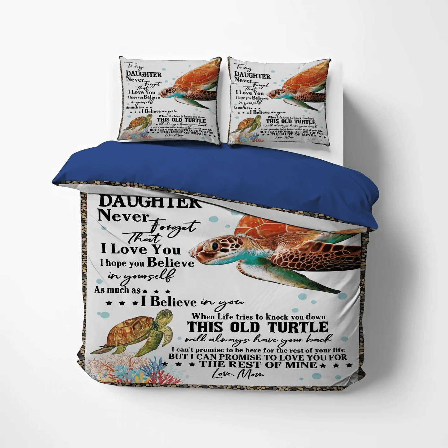 Daughter Soft Duvet Cover Set, Daughters Bedding set, Sea Turtle King Size Bedding Set, Sea Turtle To My Daughter Bedding Set, Gifts for Daughter