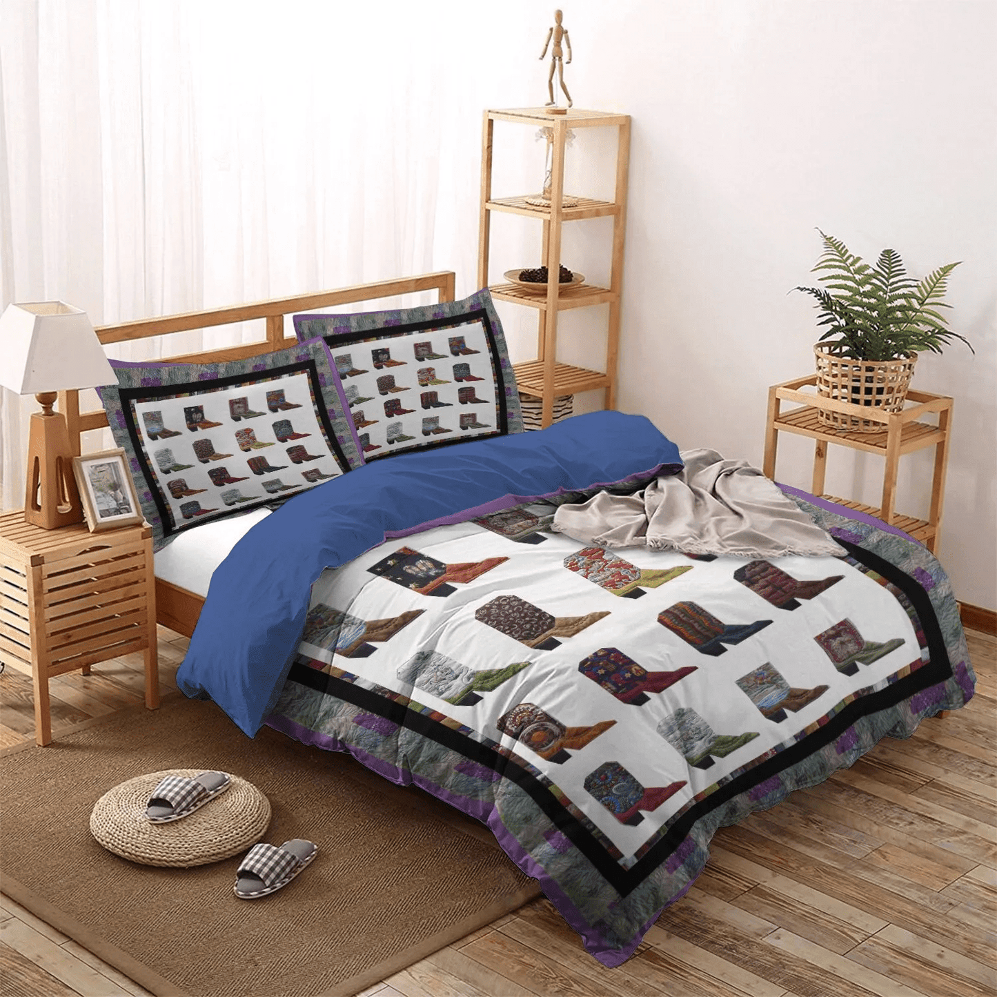 Cowboy Love King Size Bedding Set, Golden Cowboys Soft Duvet Cover Set, Horse Lover Bedding set, Cowboy Boot Bedding Set, Gifts for Cowboy