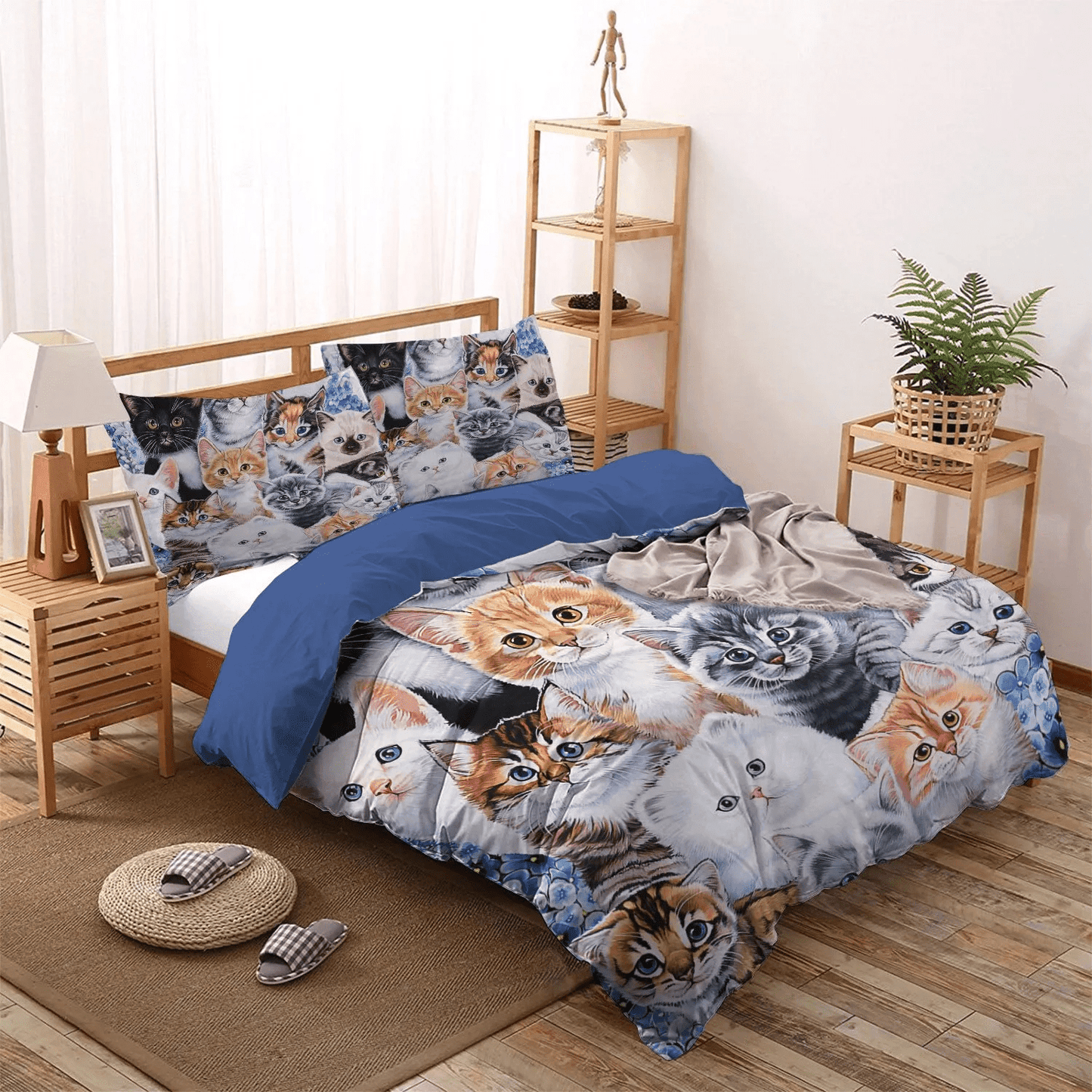 Cat Bedding set, Cat Paw King Size Bedding Set, Cat Tracks Soft Duvet Cover Set, Cats Bedding Set, Gifts for Cat