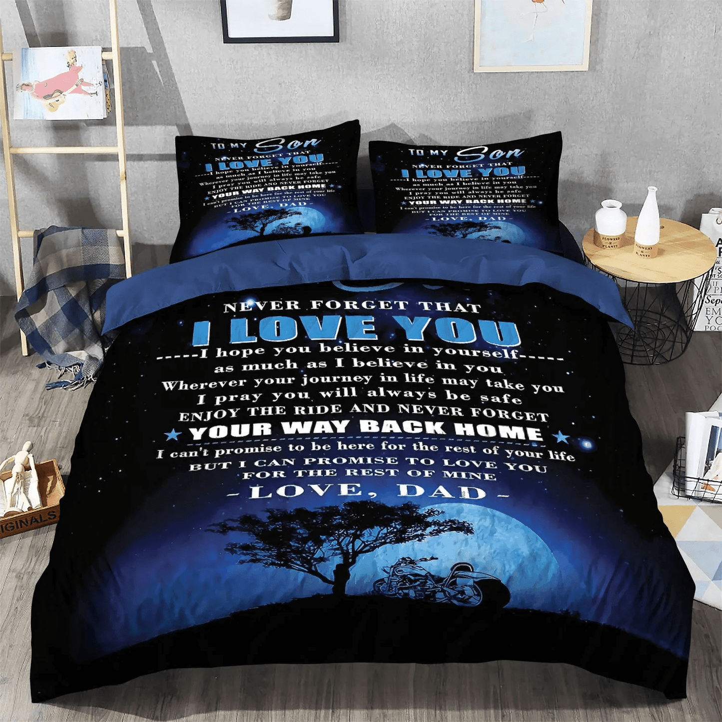 Great Dad Queen Size Bedding Set, Son Soft Duvet Cover Set, Fathers Day Bedding set, Dad To Son Bedding Set, Gifts for Father