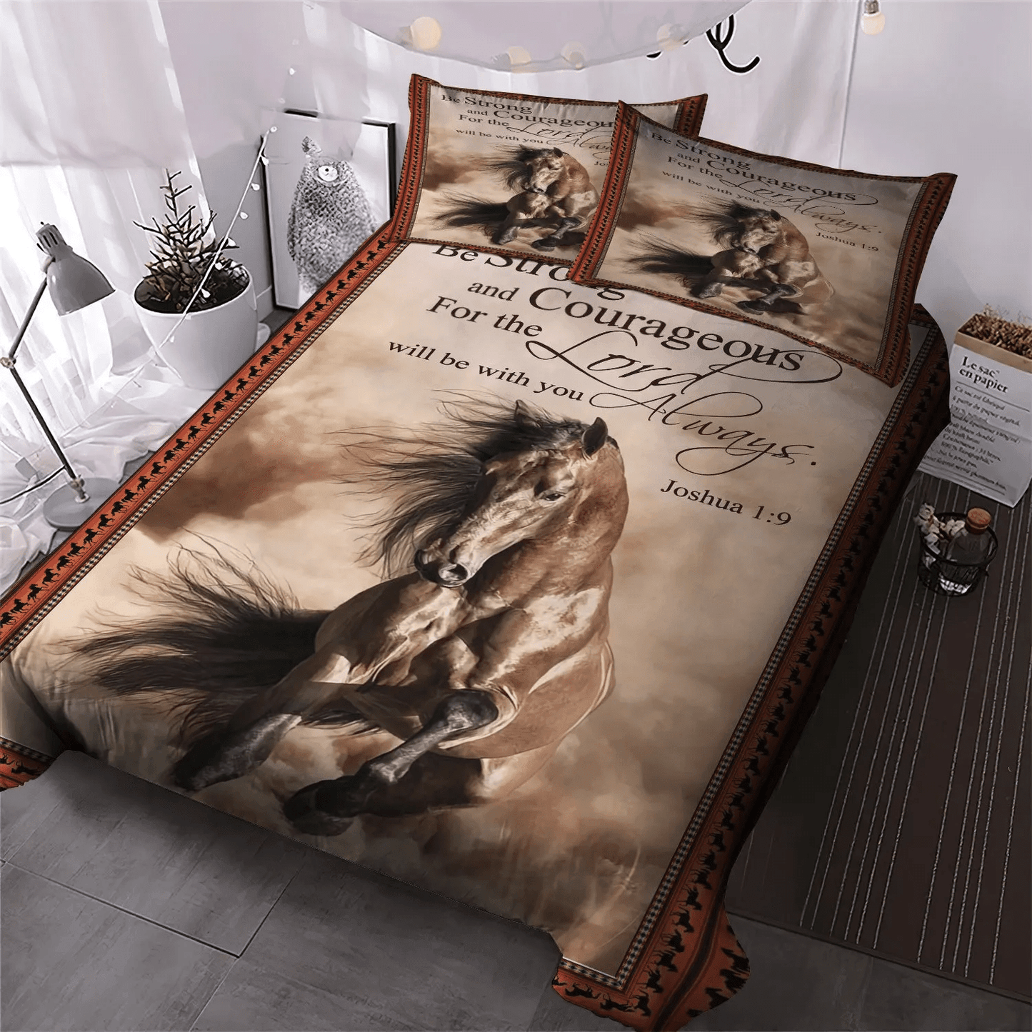 Galloping Horse Soft Duvet Cover Set, Horse Running King Size Bedding Set, Horse Queen Size Bedding Set, Horse Be Strong Bedding Set, Gifts for Horse