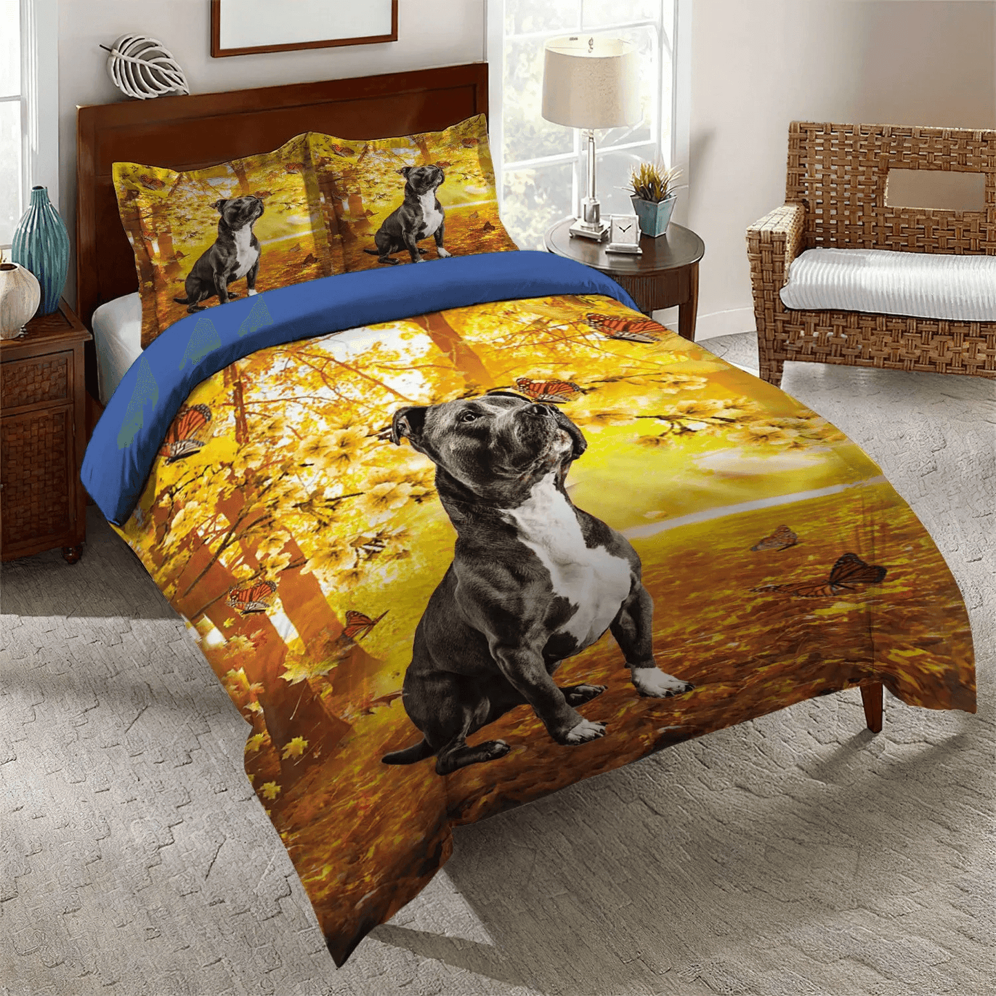 Fox Terrier Kid Bedding set, Pitbull Dog Soft Duvet Cover Set, American Pitbull Terrier Bedding Set, Gifts for American