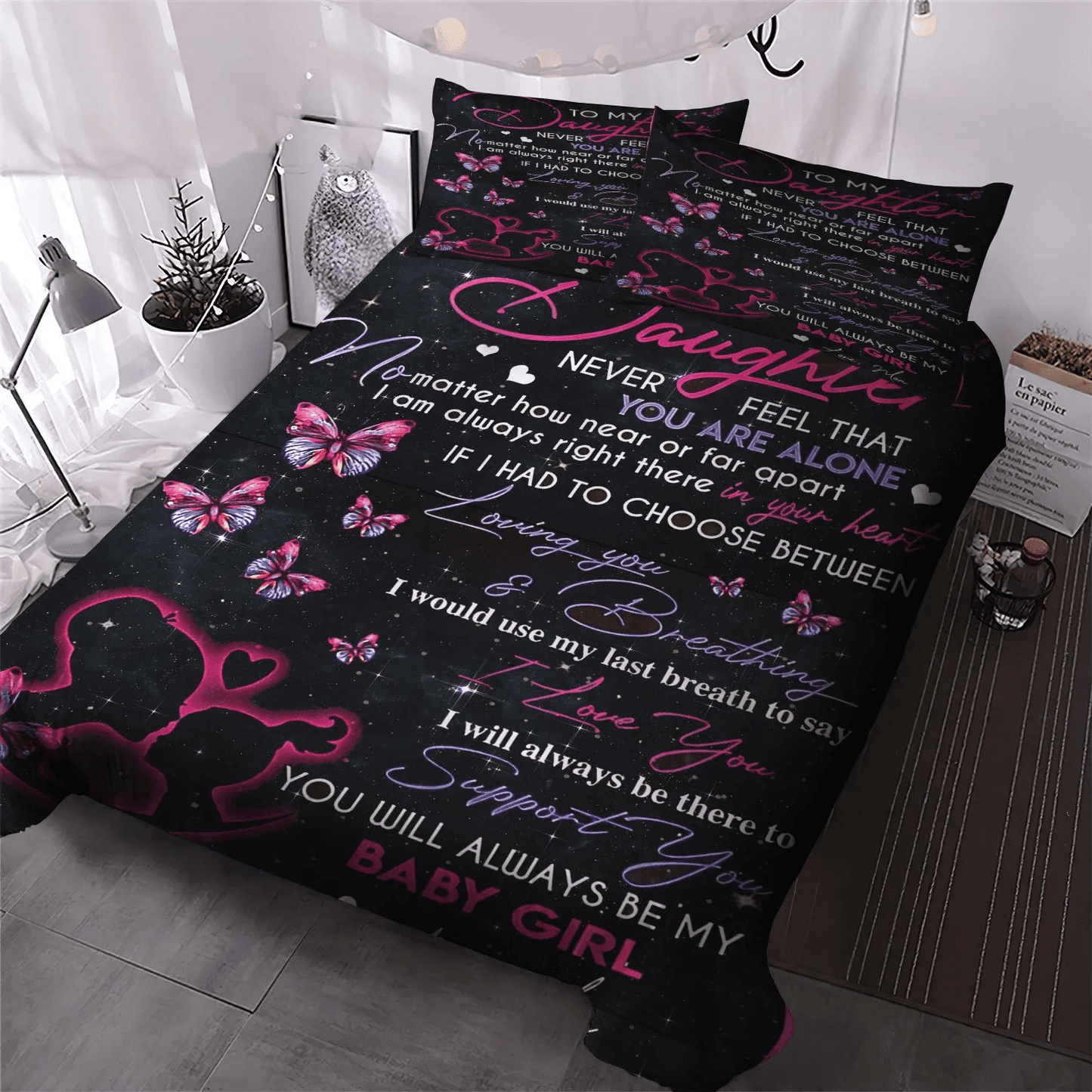 Daughter Soft Duvet Cover Set, Giraffes Make My Daughter Happy Bedding set, Daughters Queen Size Bedding Set, Daughter Bedding Set, Gifts for Daughter